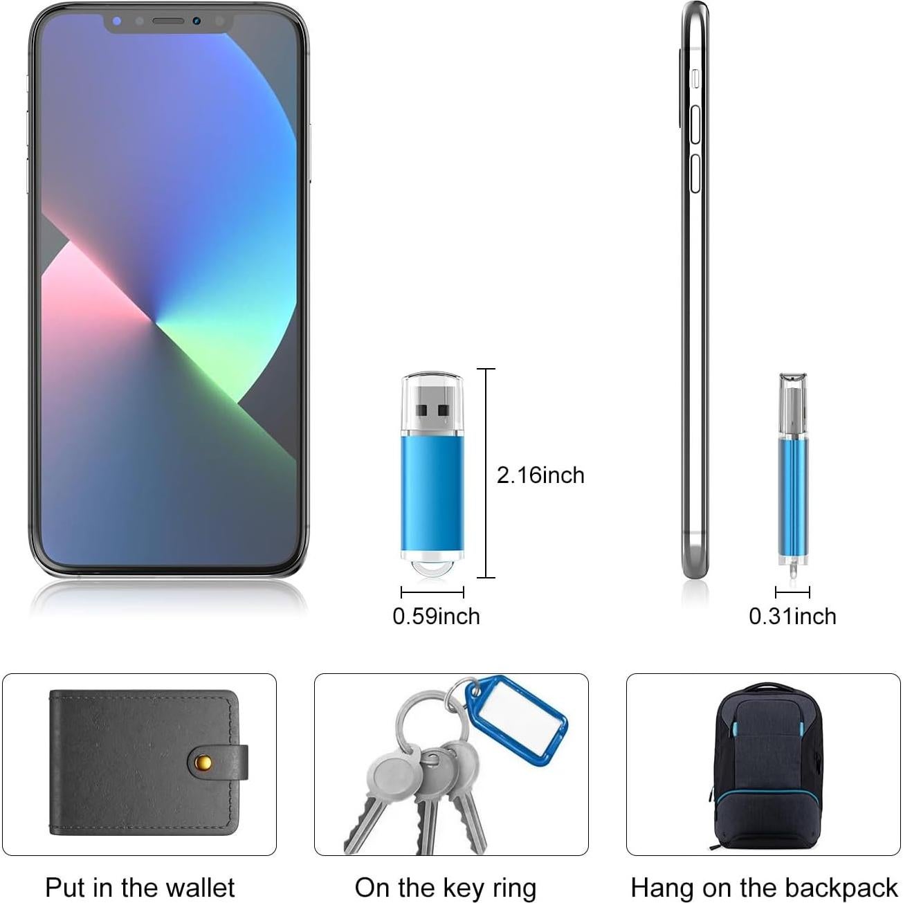 10 Unidades USB 2.0 RAOYI 1GB Memoria Flash Azul