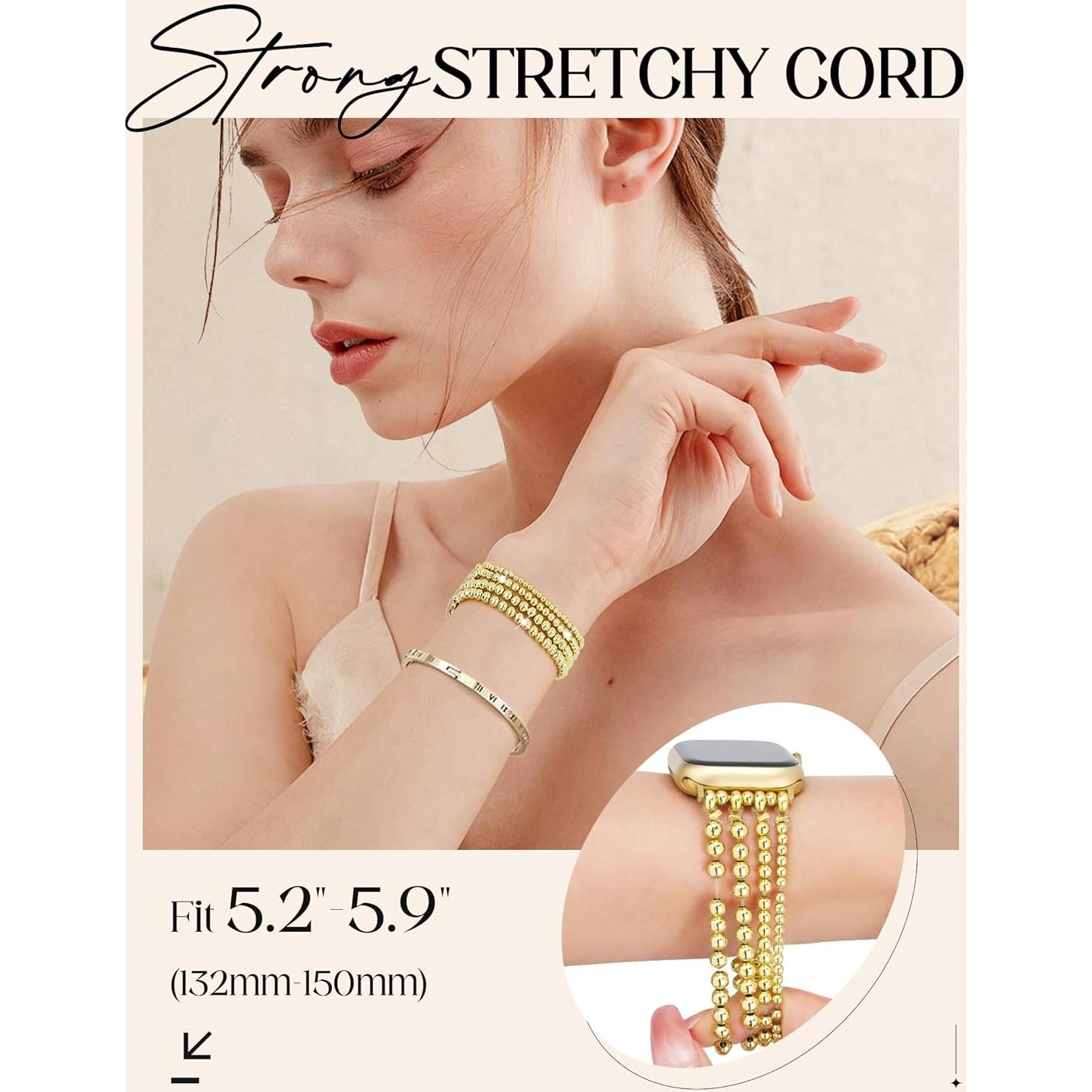 Correa de Perlas Doradas JR.DM para Apple Watch 38-44mm