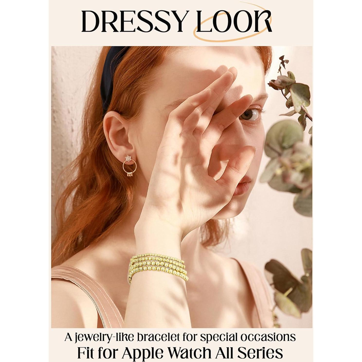 Correa de Perlas Doradas JR.DM para Apple Watch 38-44mm