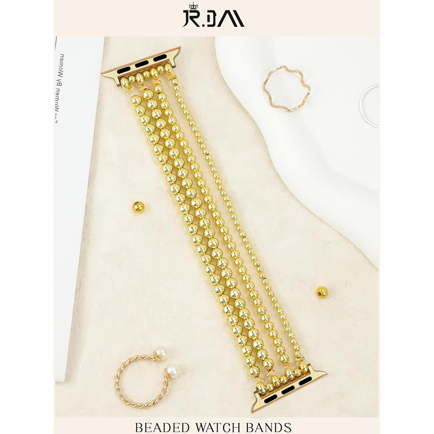 Correa de Perlas Doradas JR.DM para Apple Watch 38-44mm