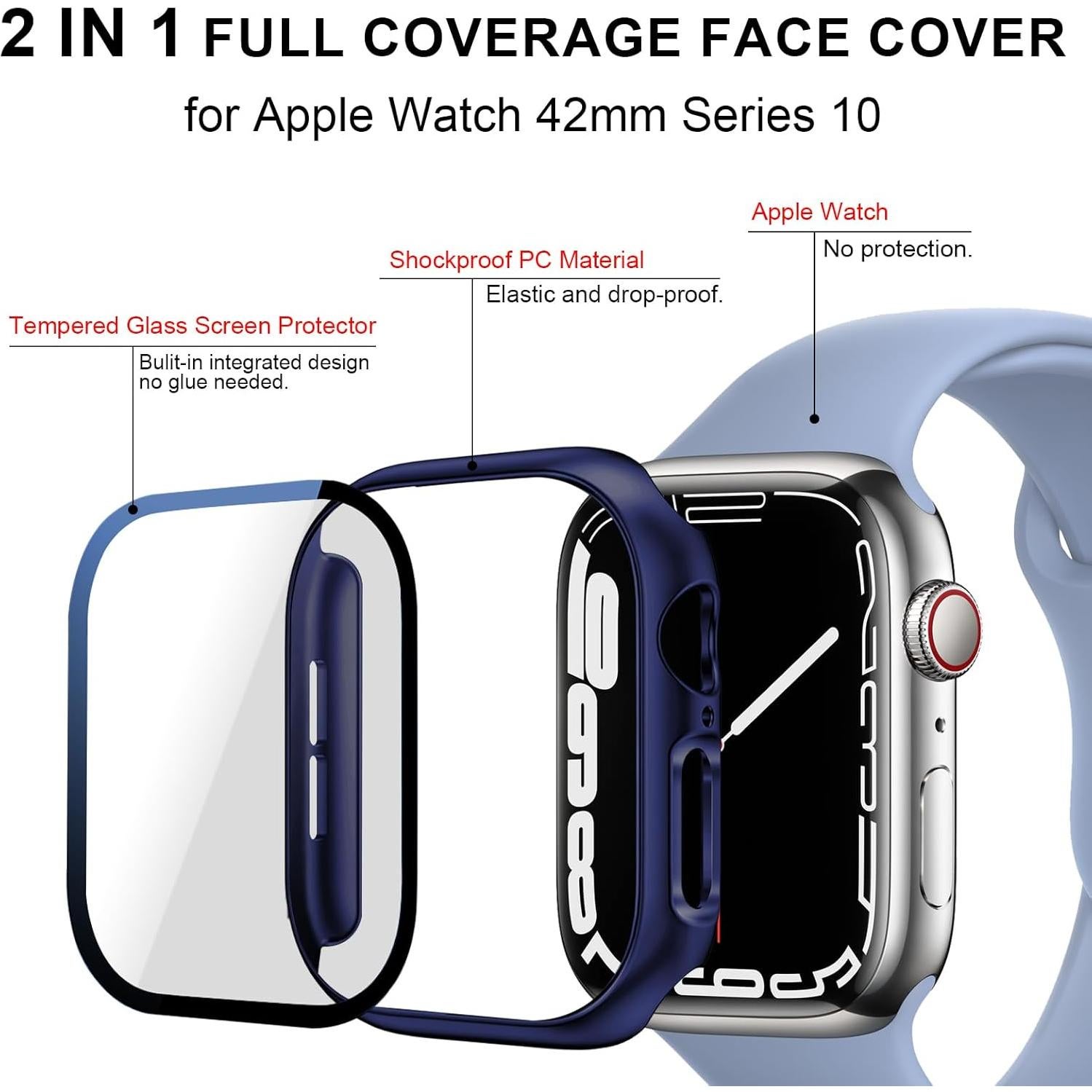 Paquete de 6 fundas para Apple Watch Series 10 42mm con protector