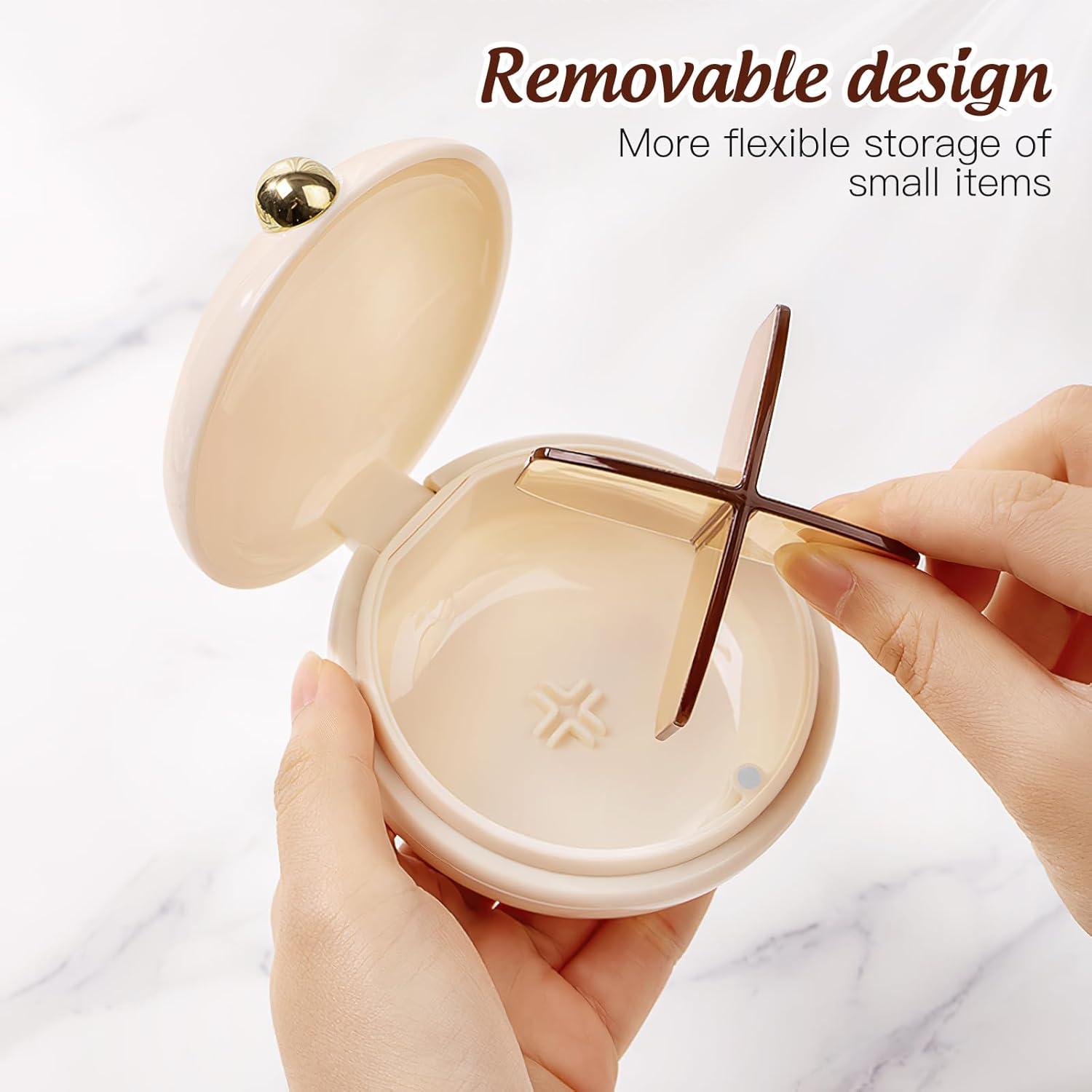 Organizador de Pastillas iPlusmile Beige - Estuche Portátil 4 Compartimentos