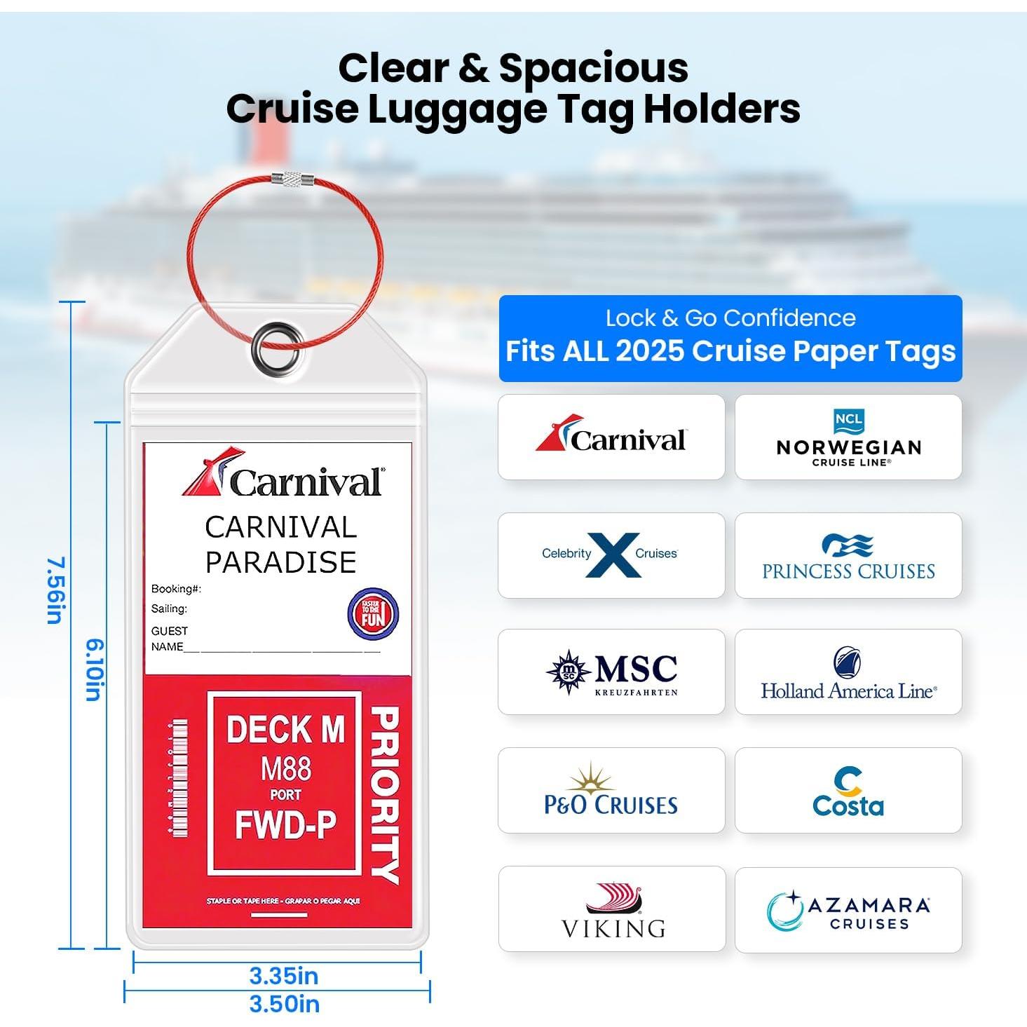 6 Etiquetas de Equipaje Transparentes HONIZER para Crucero