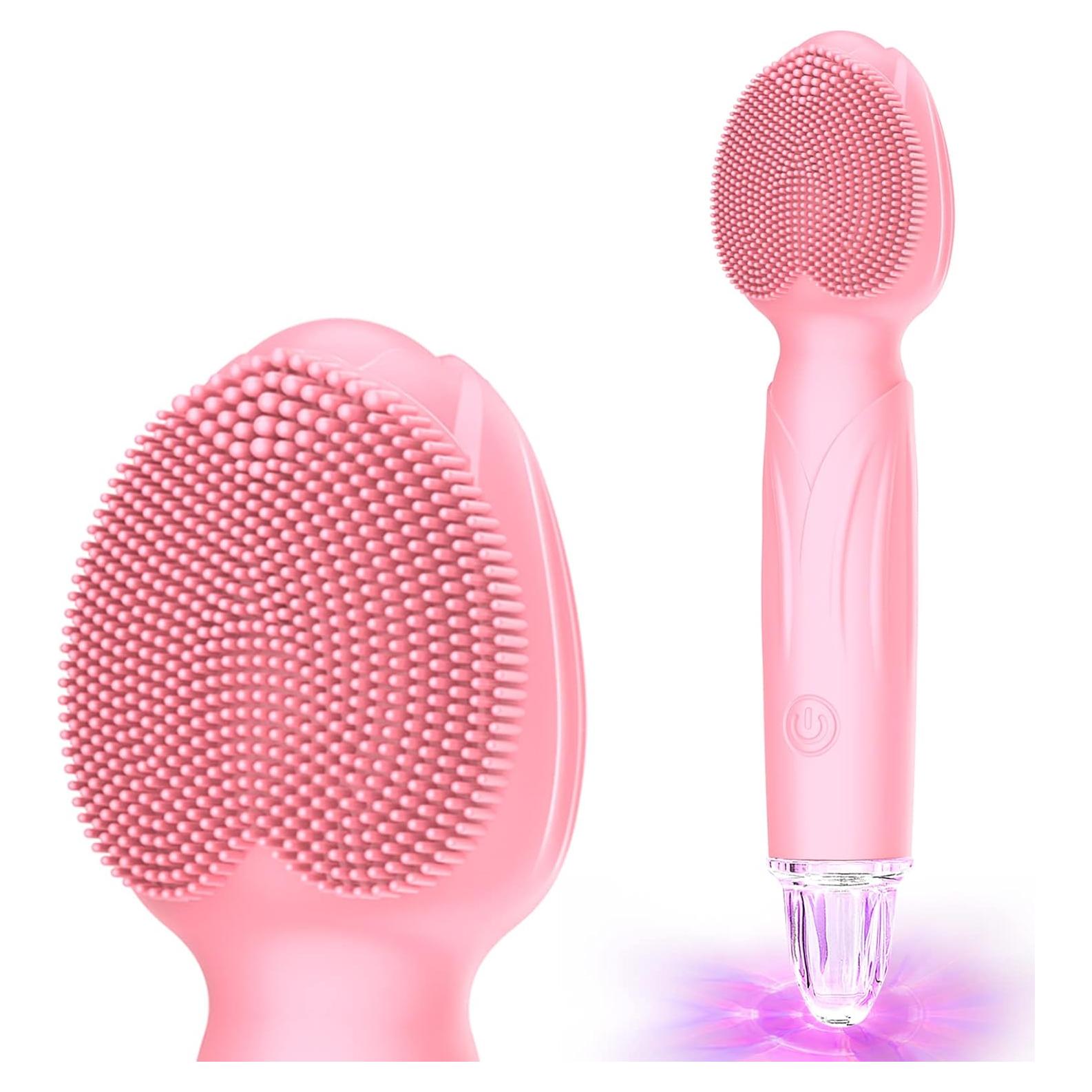Cepillo Facial de Limpieza TOPQIAO Rosa Impermeable USB 7 Modos
