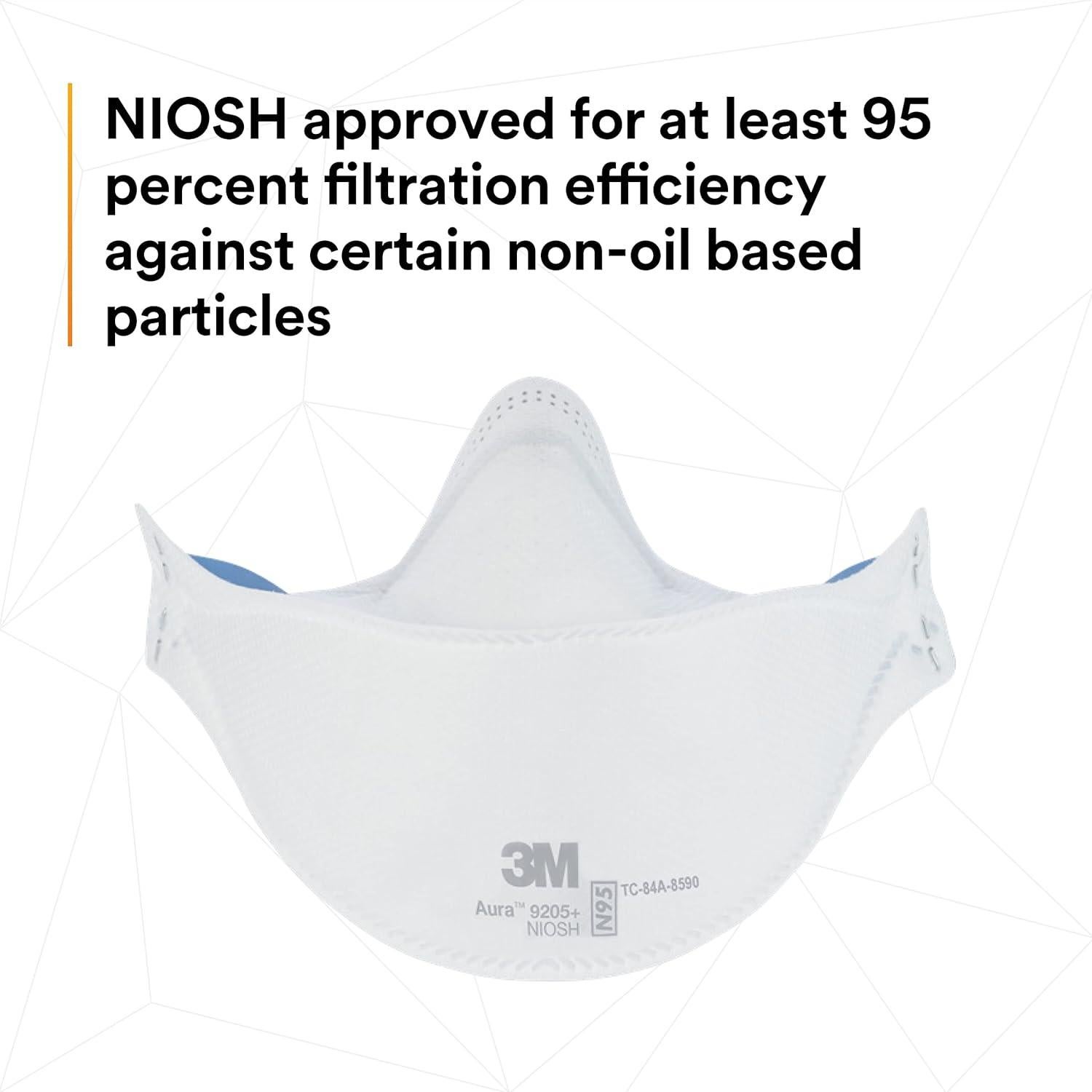 Respirador de Partículas 3M Aura 9205+ N95, Paquete de 20 Unidades