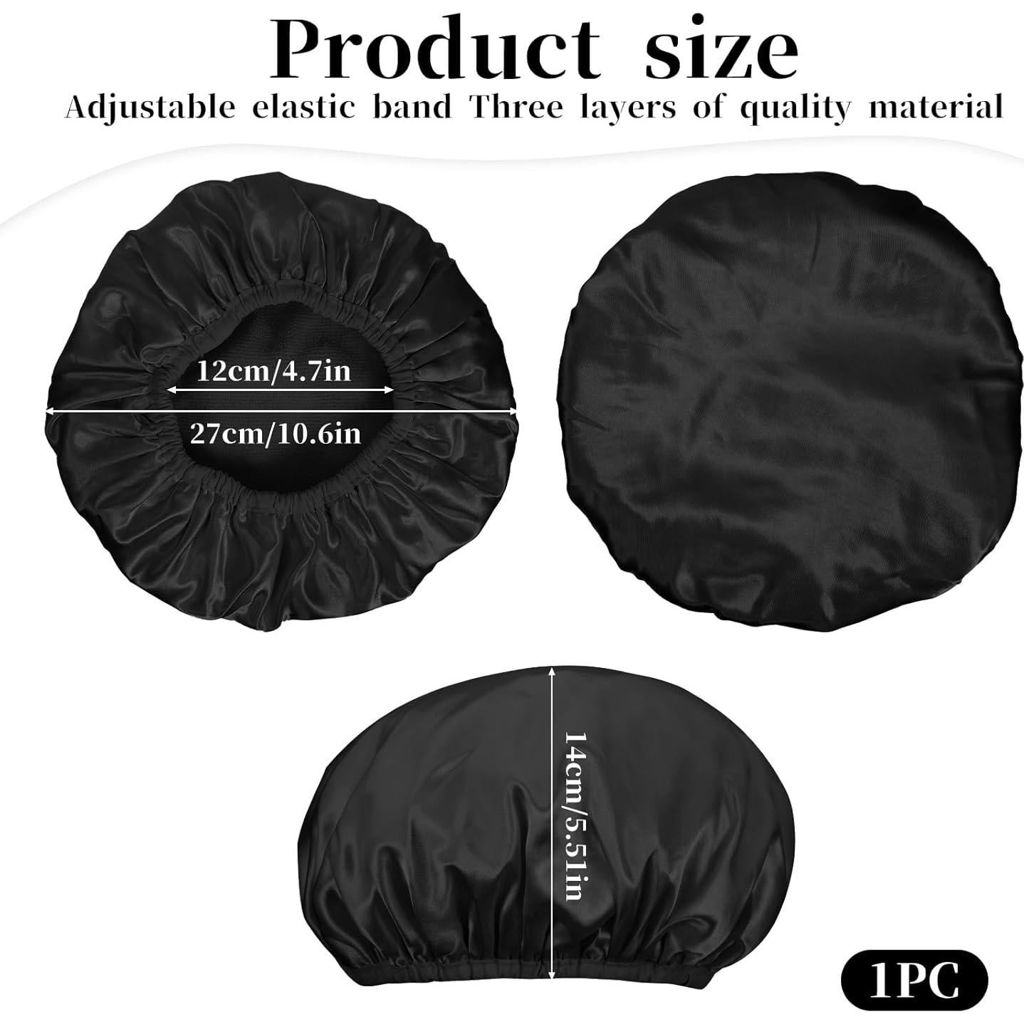 Gorro de Ducha Reutilizable BOHUIZ Negro 3 Capas Impermeable