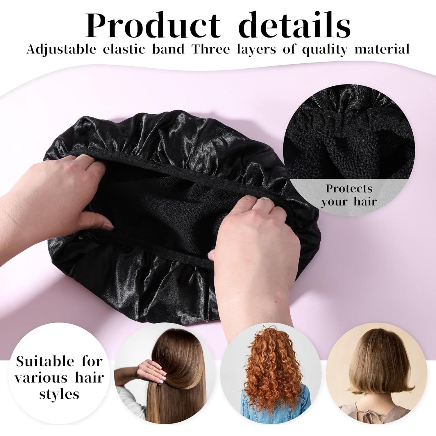 Gorro de Ducha Reutilizable BOHUIZ Negro 3 Capas Impermeable