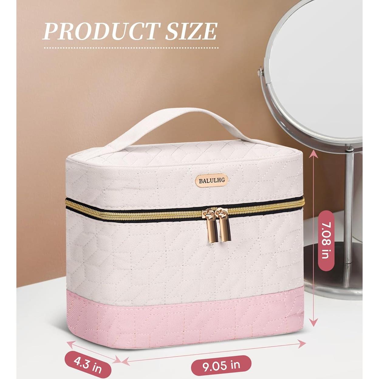 Organizador de Maquillaje de Viaje Beige - Bolsa Cosmética Impermeable