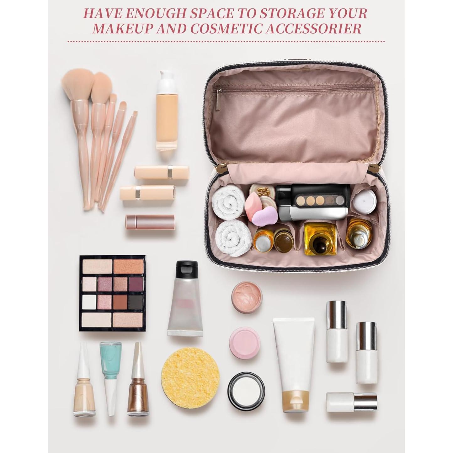 Organizador de Maquillaje de Viaje Beige - Bolsa Cosmética Impermeable