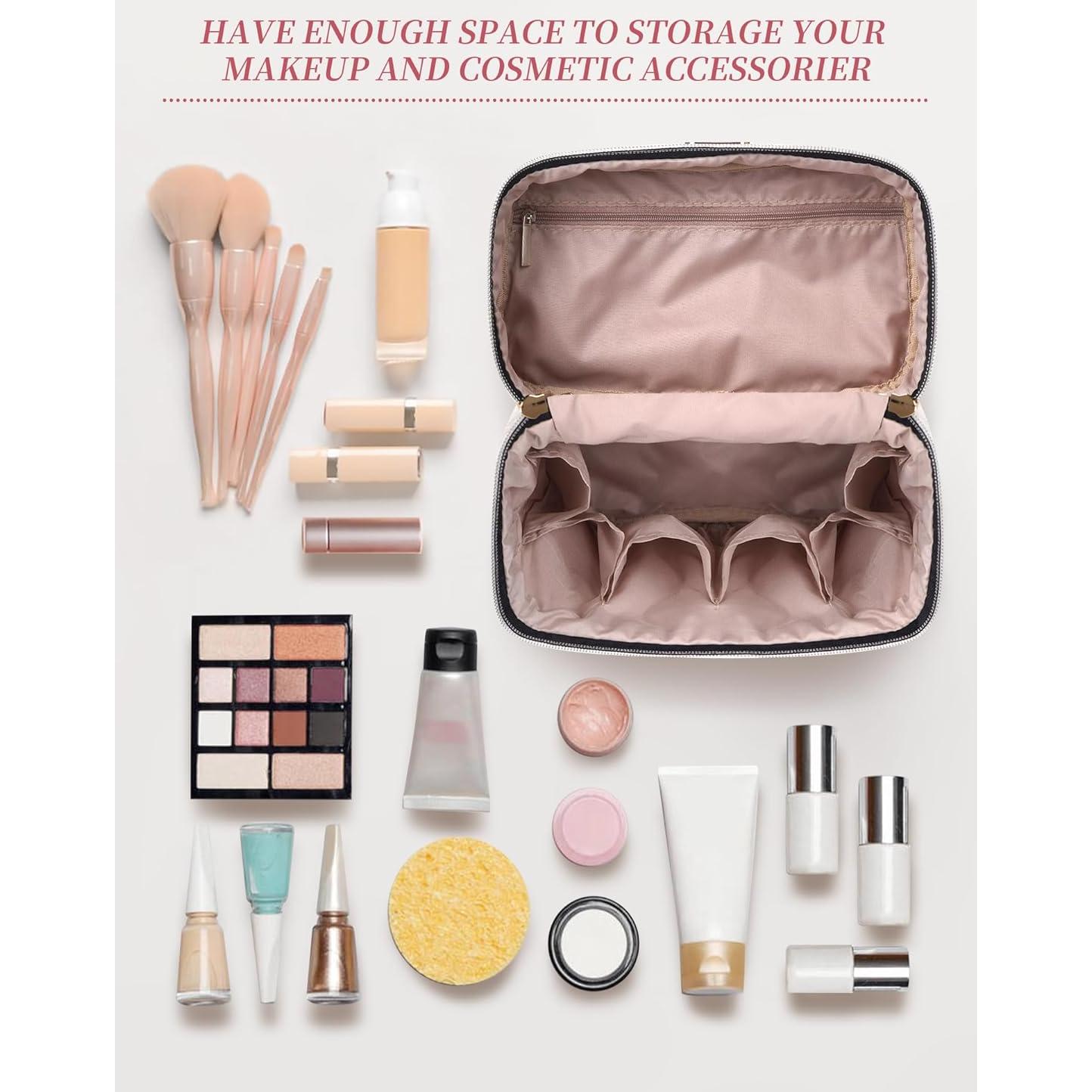 Organizador de Maquillaje de Viaje Beige - Bolsa Cosmética Impermeable