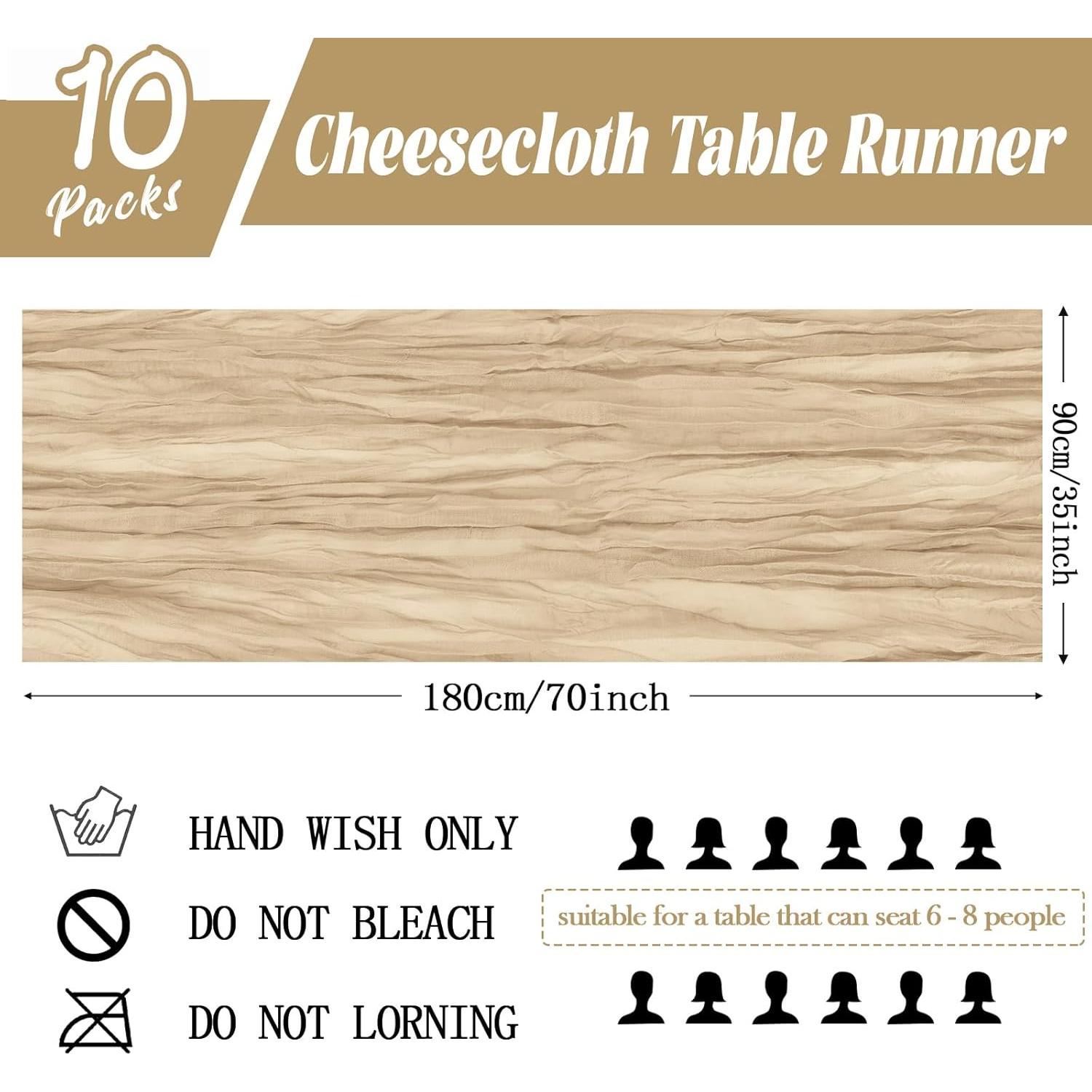 Paquete de 10 Caminos de Mesa de Gasa Beige 88.9 x 177.8 cm