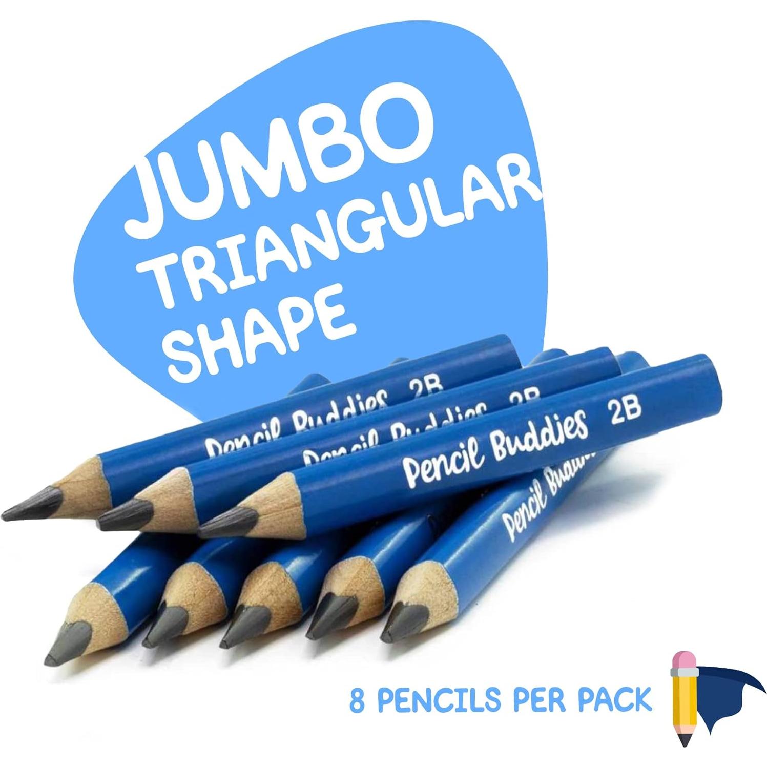 Lápices Jumbo 2B Triangulares Pencil Buddies 10 Piezas Azul Claro