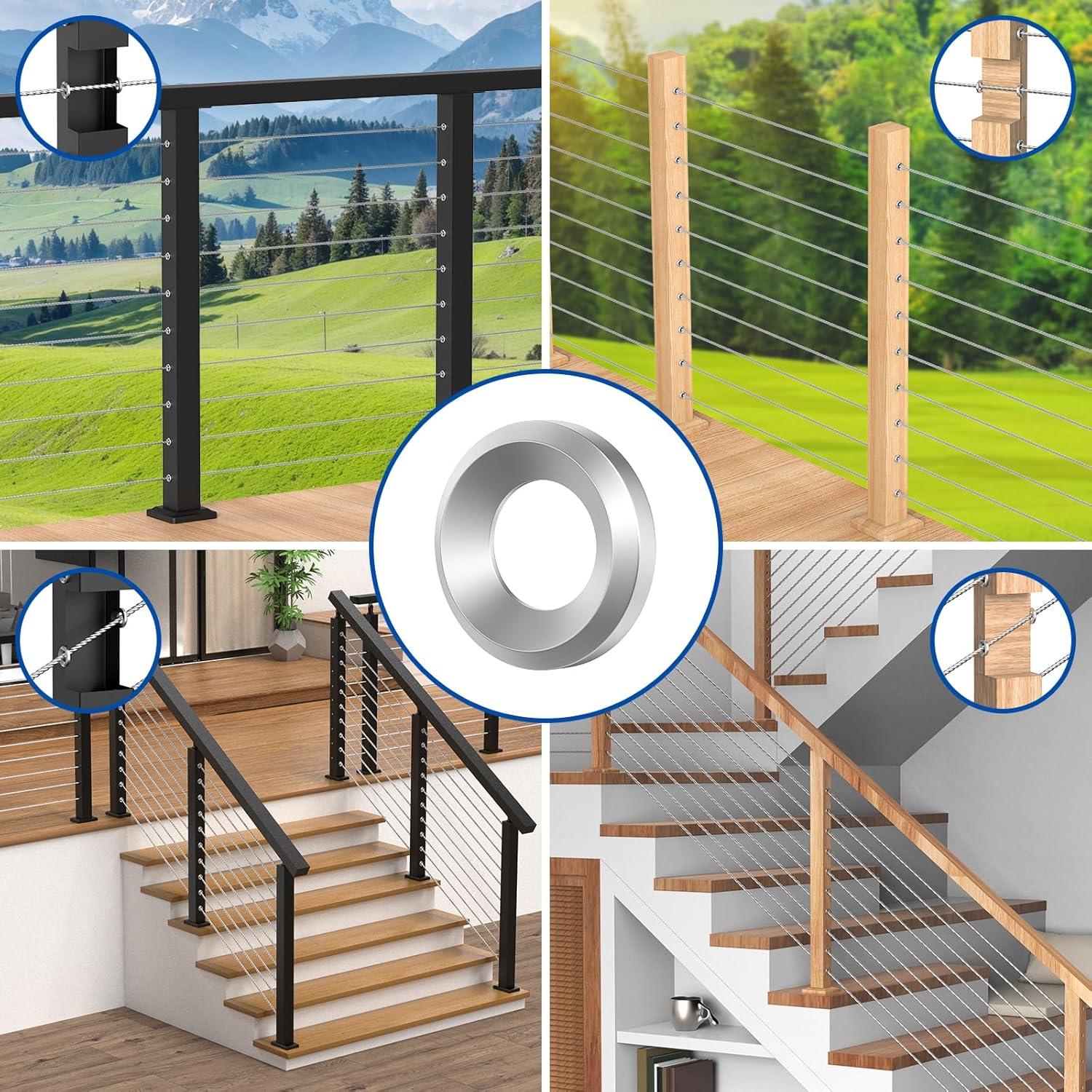 Mangas Adhesivas BLIKA para Barandilla de Cable 20 Pack Acero Inoxidable