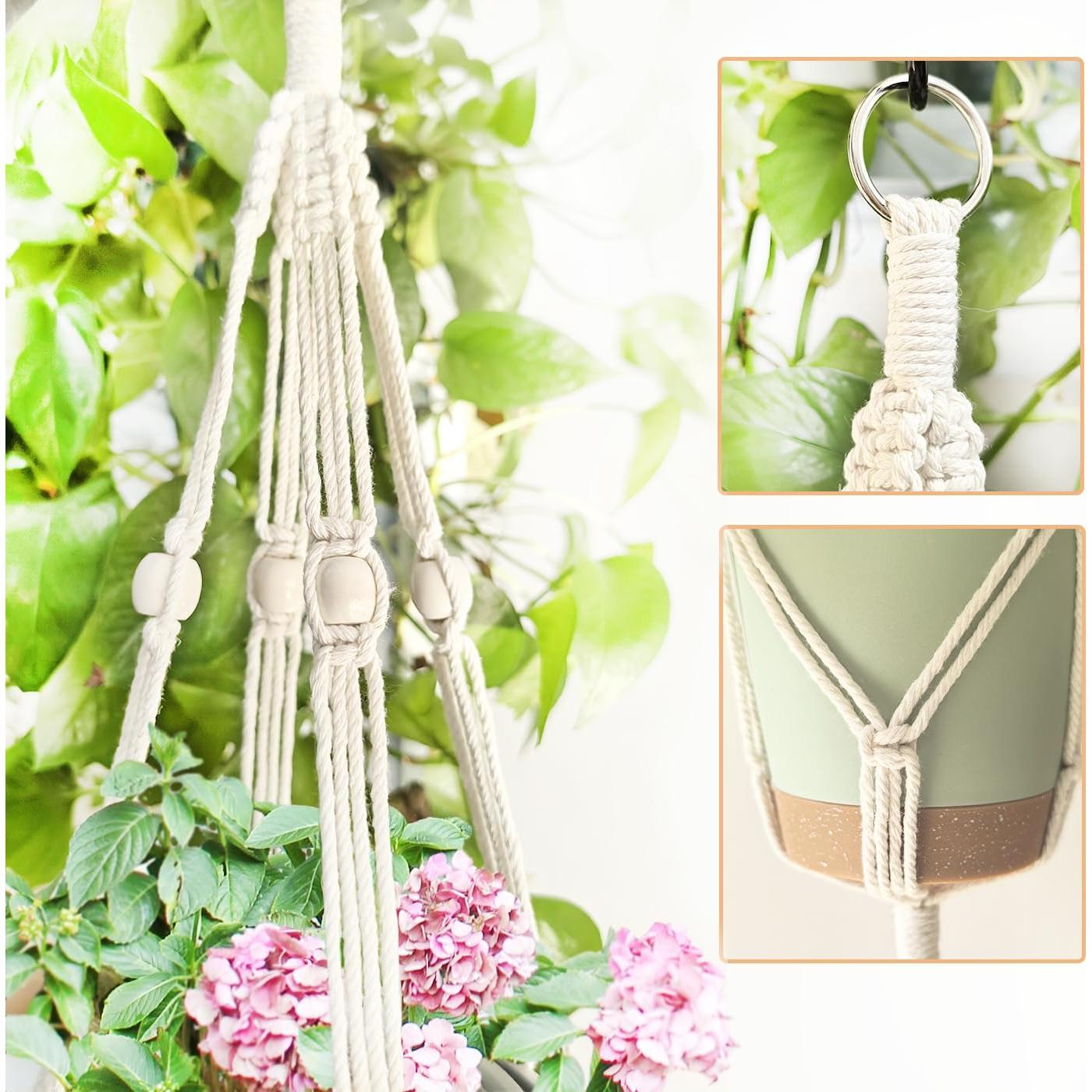 Soportes de Plantas Doble Macrame Belit 129.54 cm Beige