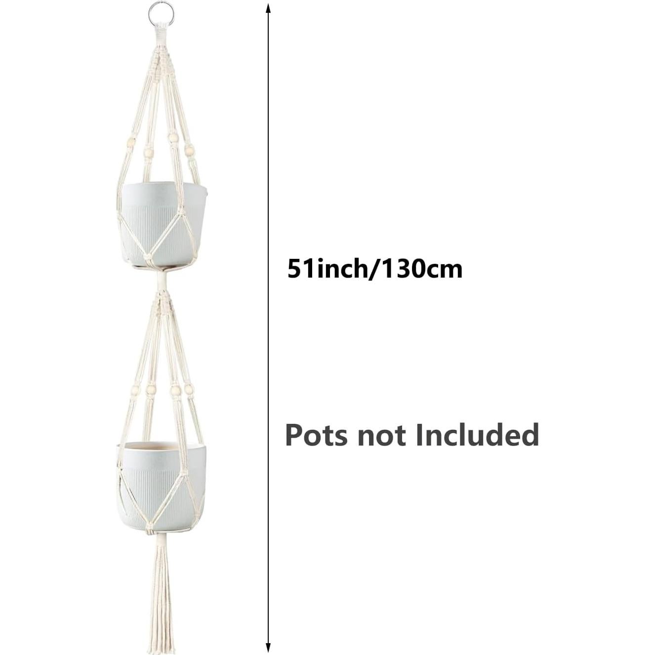 Soportes de Plantas Doble Macrame Belit 129.54 cm Beige