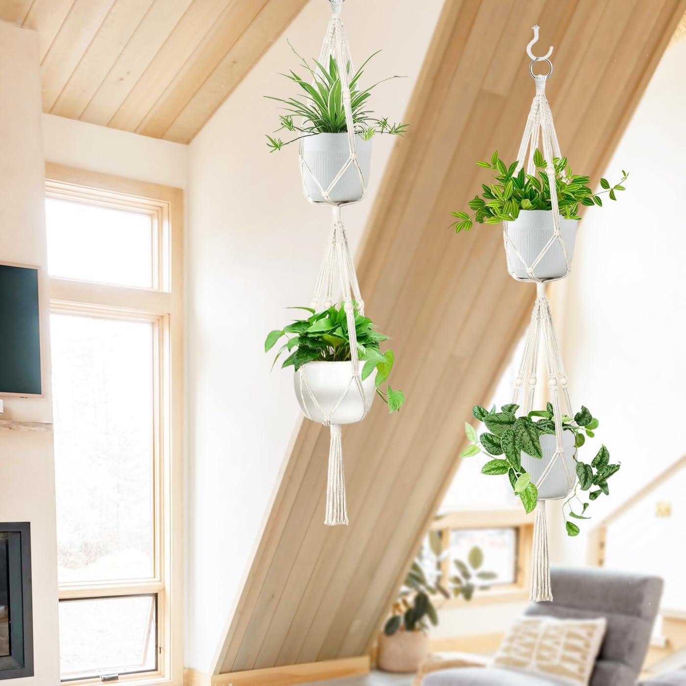 Soportes de Plantas Doble Macrame Belit 129.54 cm Beige