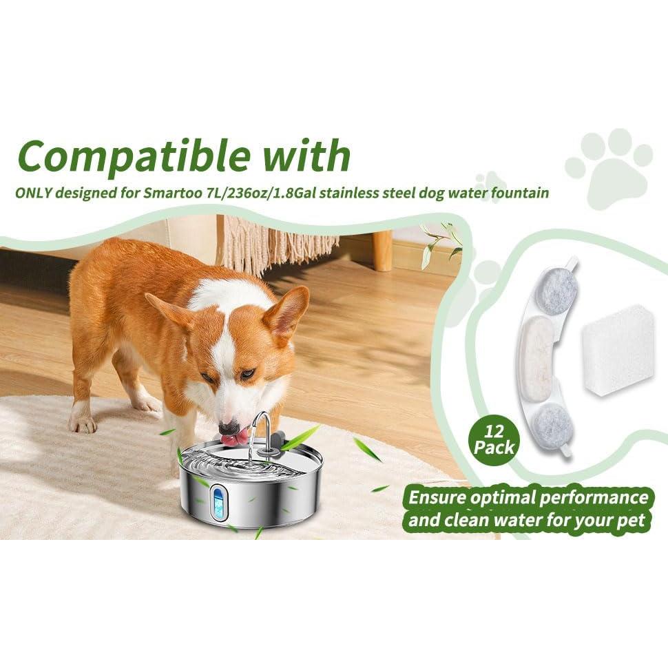 12 Filtros de Reemplazo para Fuente de Agua Smartoo 7L