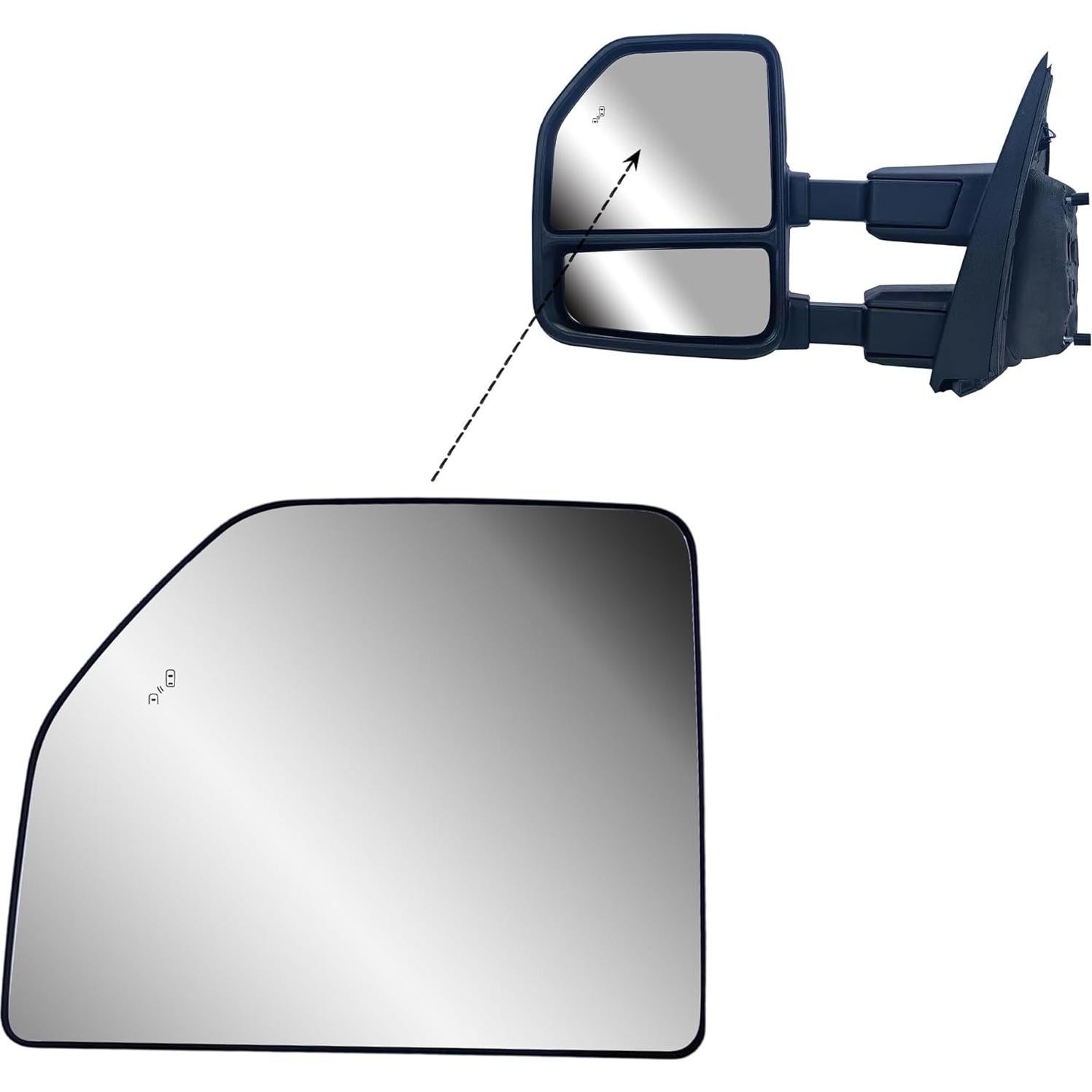 Espejo de Remolque Lateral Calefaccionado LONGLING para Ford F-150/F-250/F-350 2015-2024