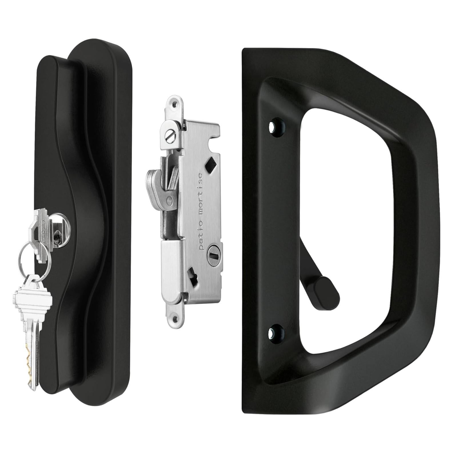 Juego de Cerradura y Manija AIsecure para Puerta Corrediza Negra