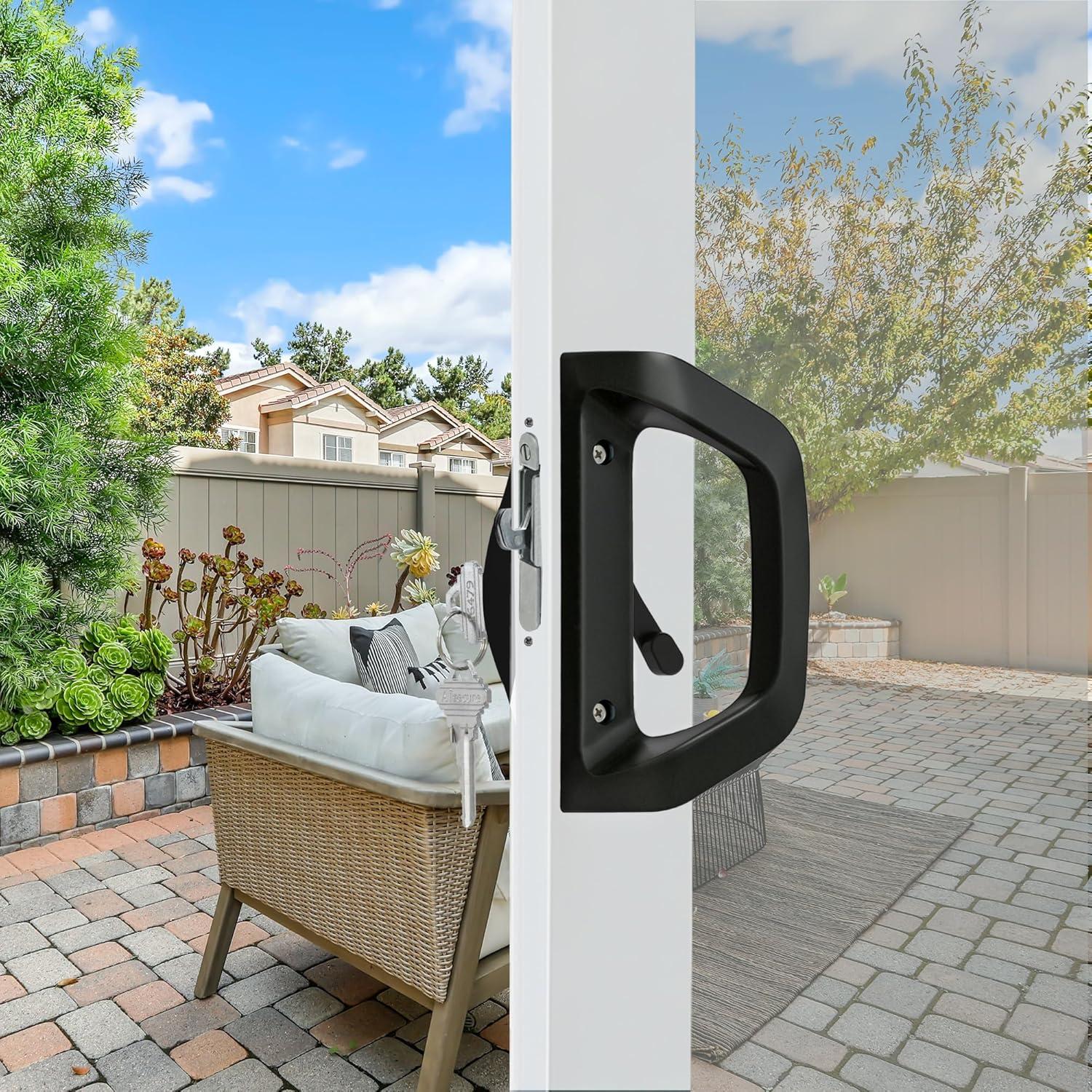 Juego de Cerradura y Manija AIsecure para Puerta Corrediza Negra