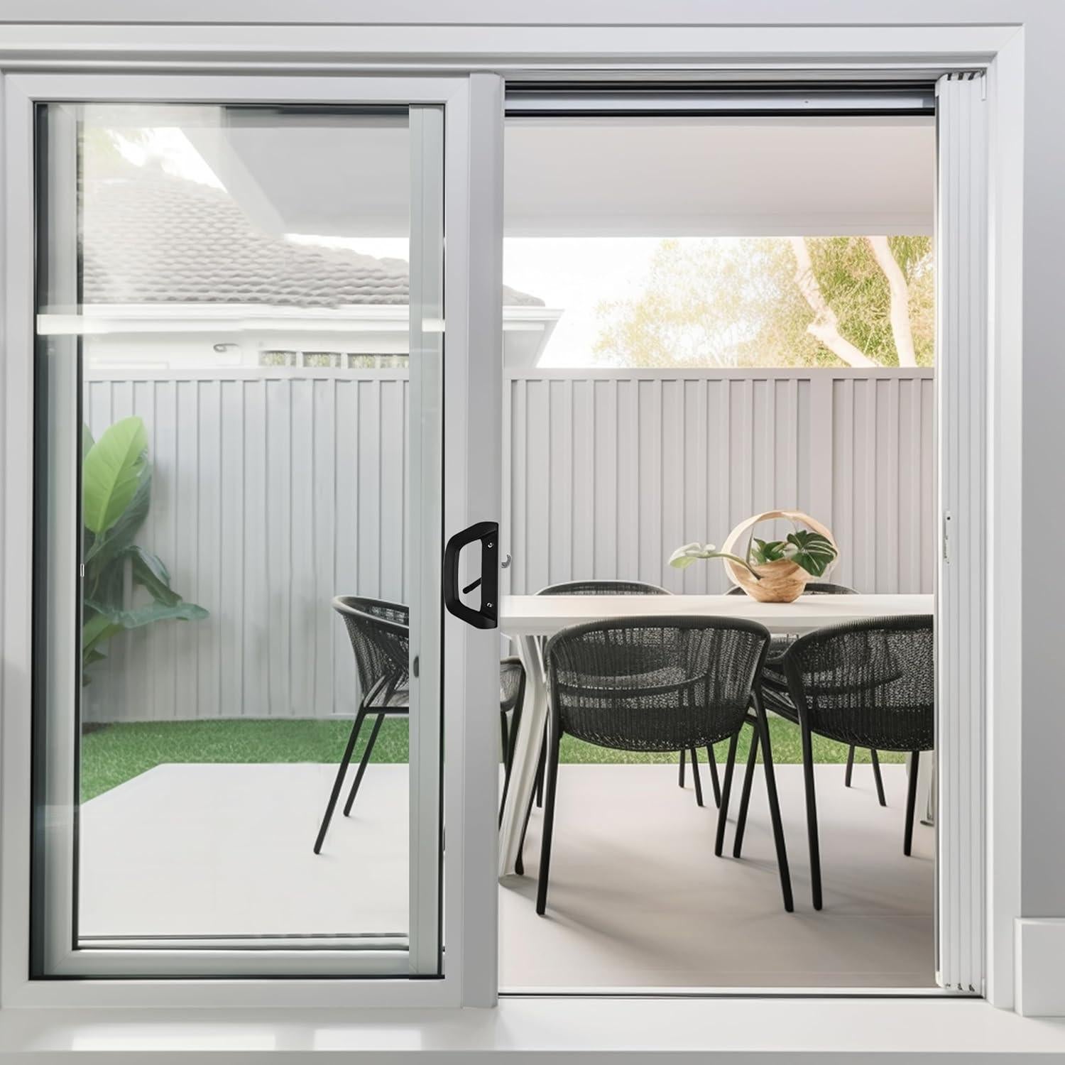 Juego de Cerradura y Manija AIsecure para Puerta Corrediza Negra