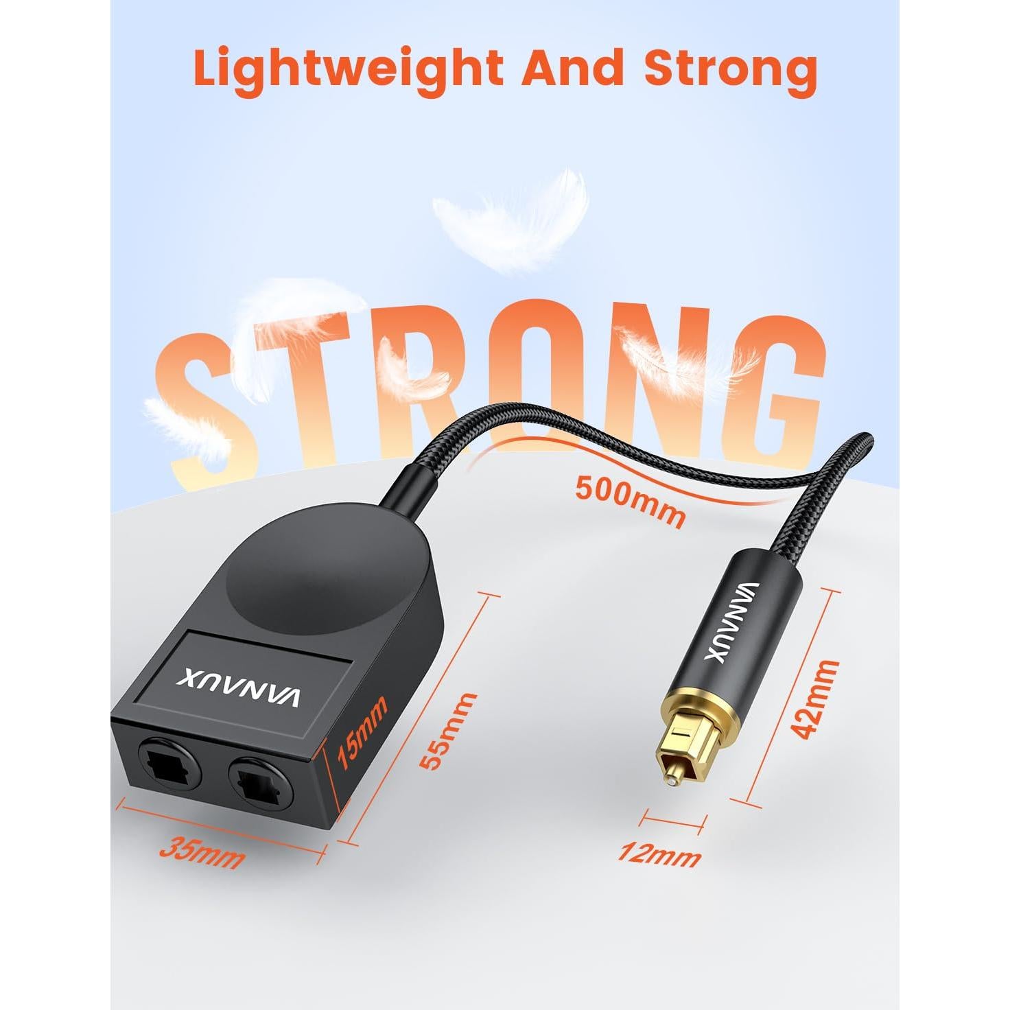 Divisor de Audio Óptico VANAUX 1 a 2 Salidas SPDIF Toslink