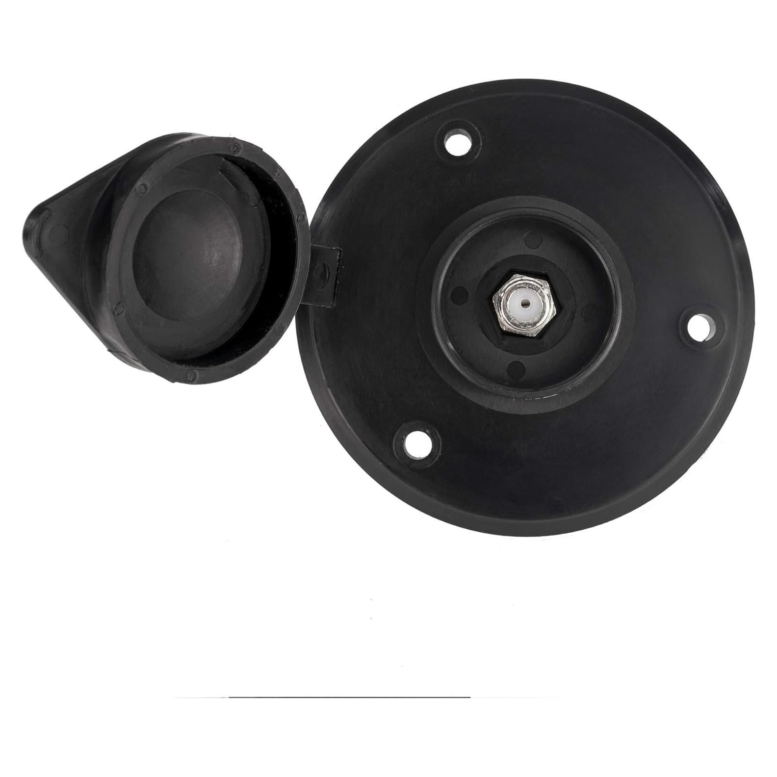 Placa de Cable Coaxial RecPro Negra 1 Salida Resistente Agua