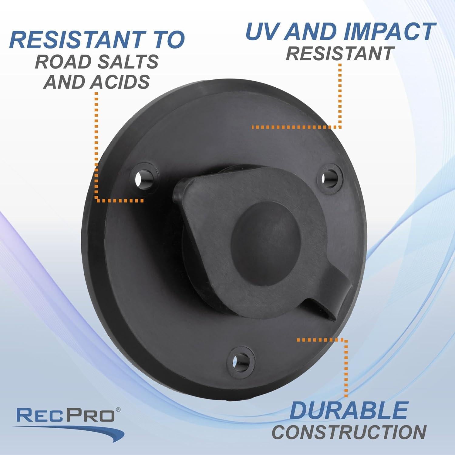 Placa de Cable Coaxial RecPro Negra 1 Salida Resistente Agua