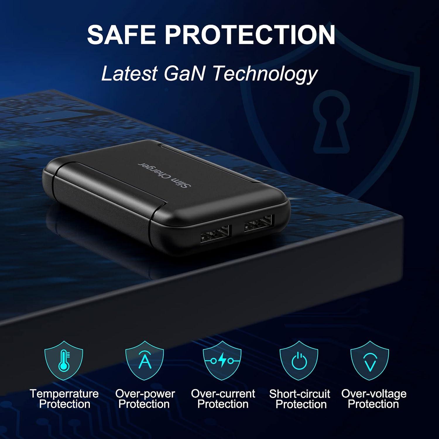 Cargador de Pared USB Dual OKRAY 5V/3A Plegable Ultra Delgado