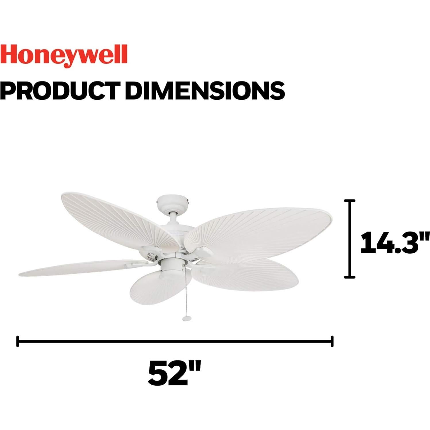 Ventilador de Techo Honeywell Duval 132 cm Tropical Blanco