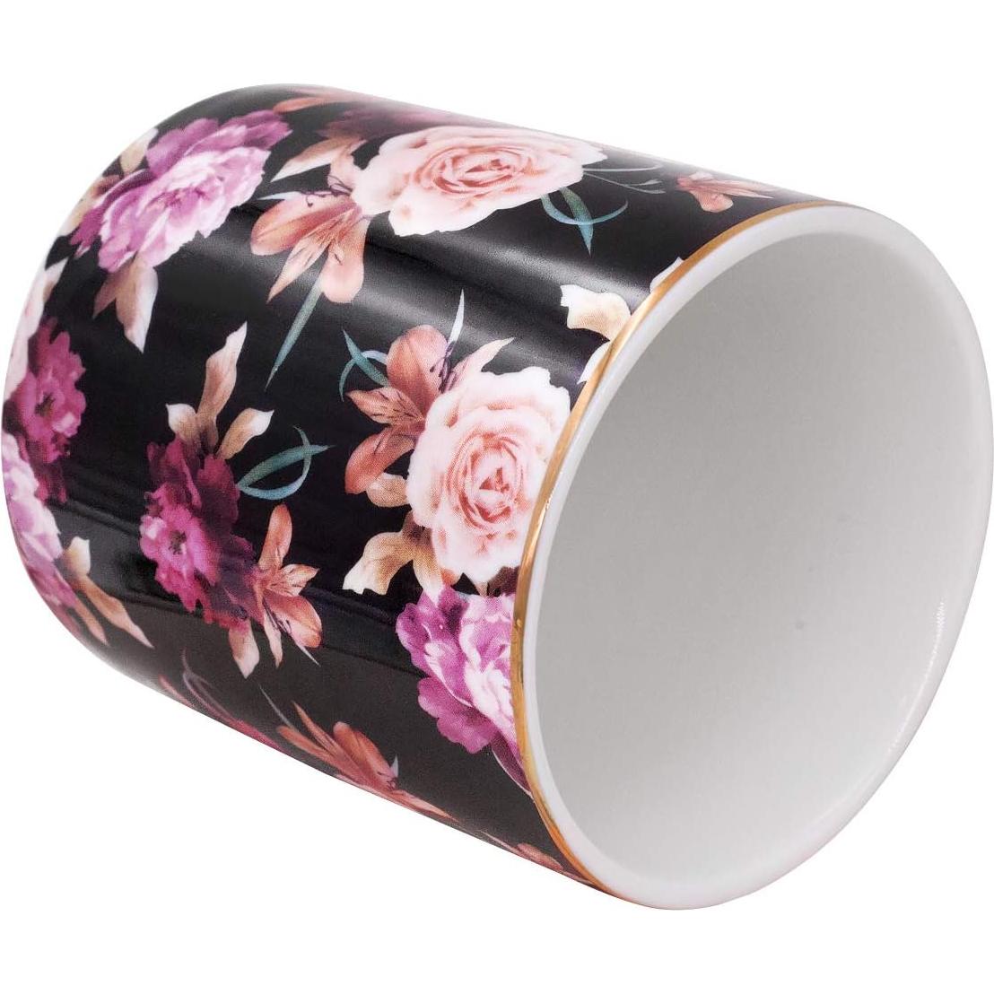 Soporte para Lápices WAVEYU Cerámica Negra Diseño Floral