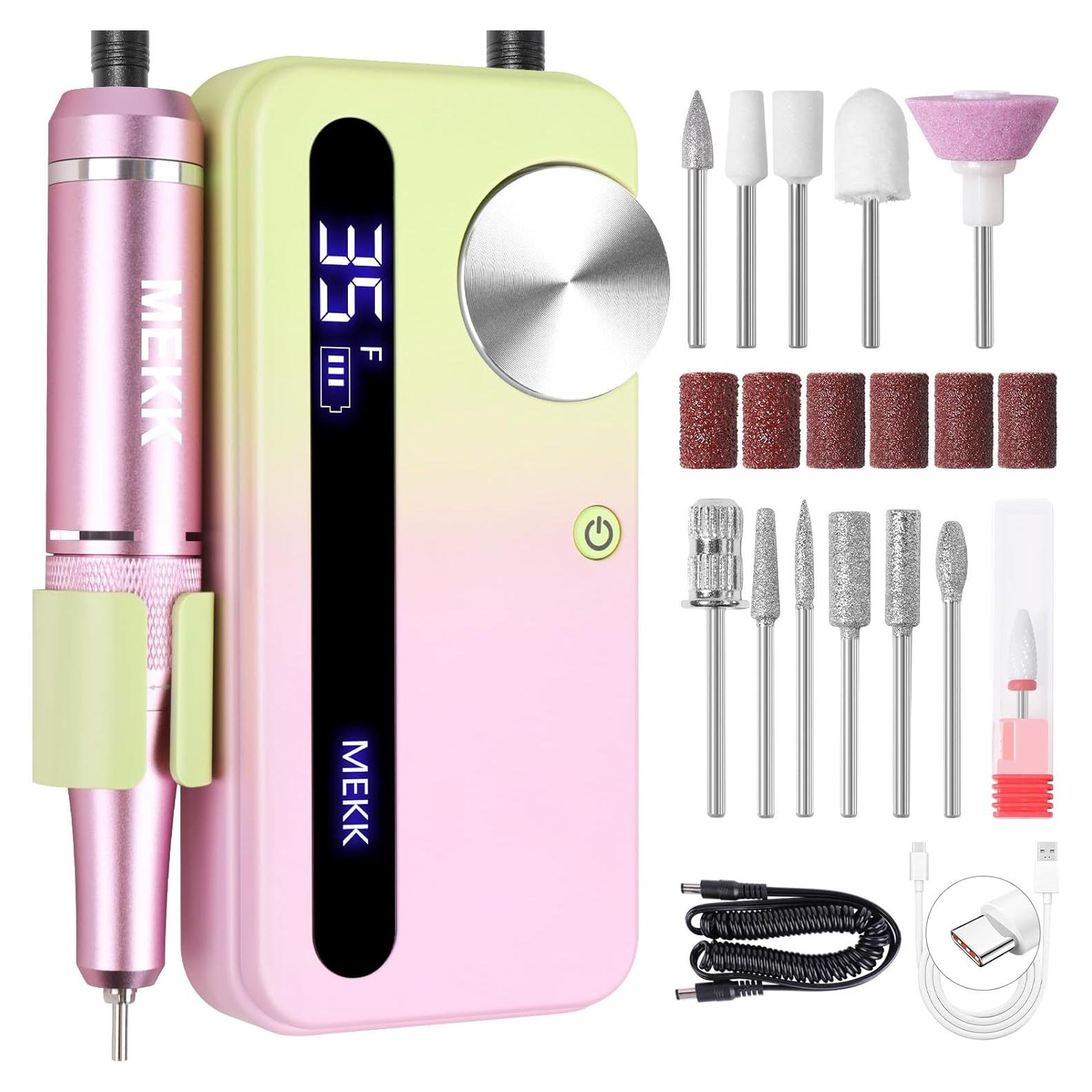 Taladro de Uñas Eléctrico MEKK 35000RPM con 12 Piezas