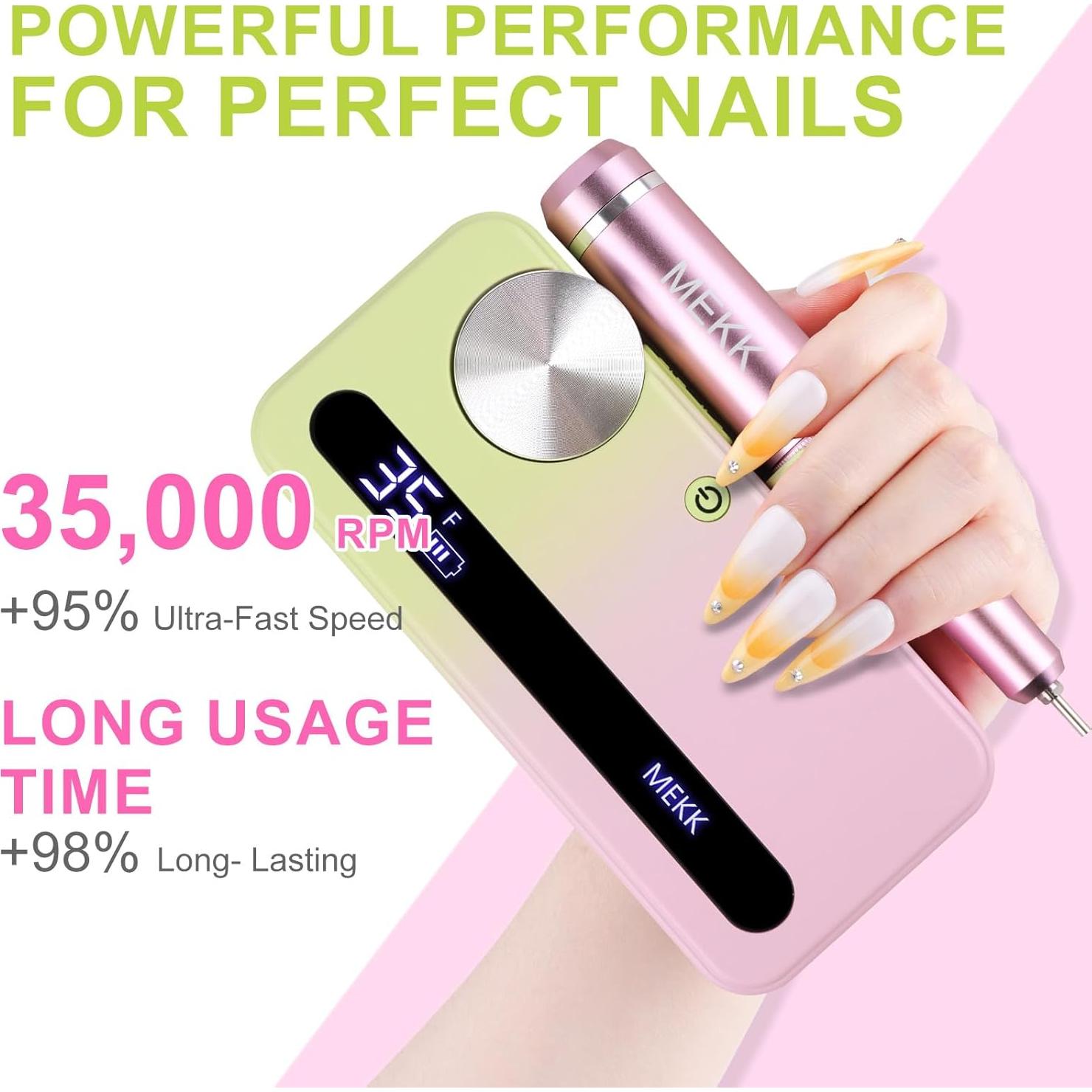 Taladro de Uñas Eléctrico MEKK 35000RPM con 12 Piezas