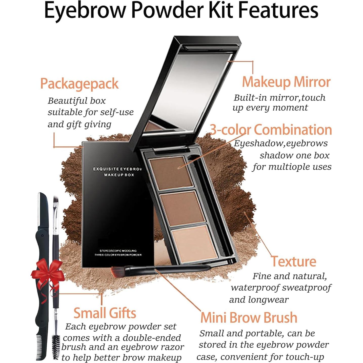 Kit de Maquillaje para Cejas 3 Colores - A Prueba de Agua