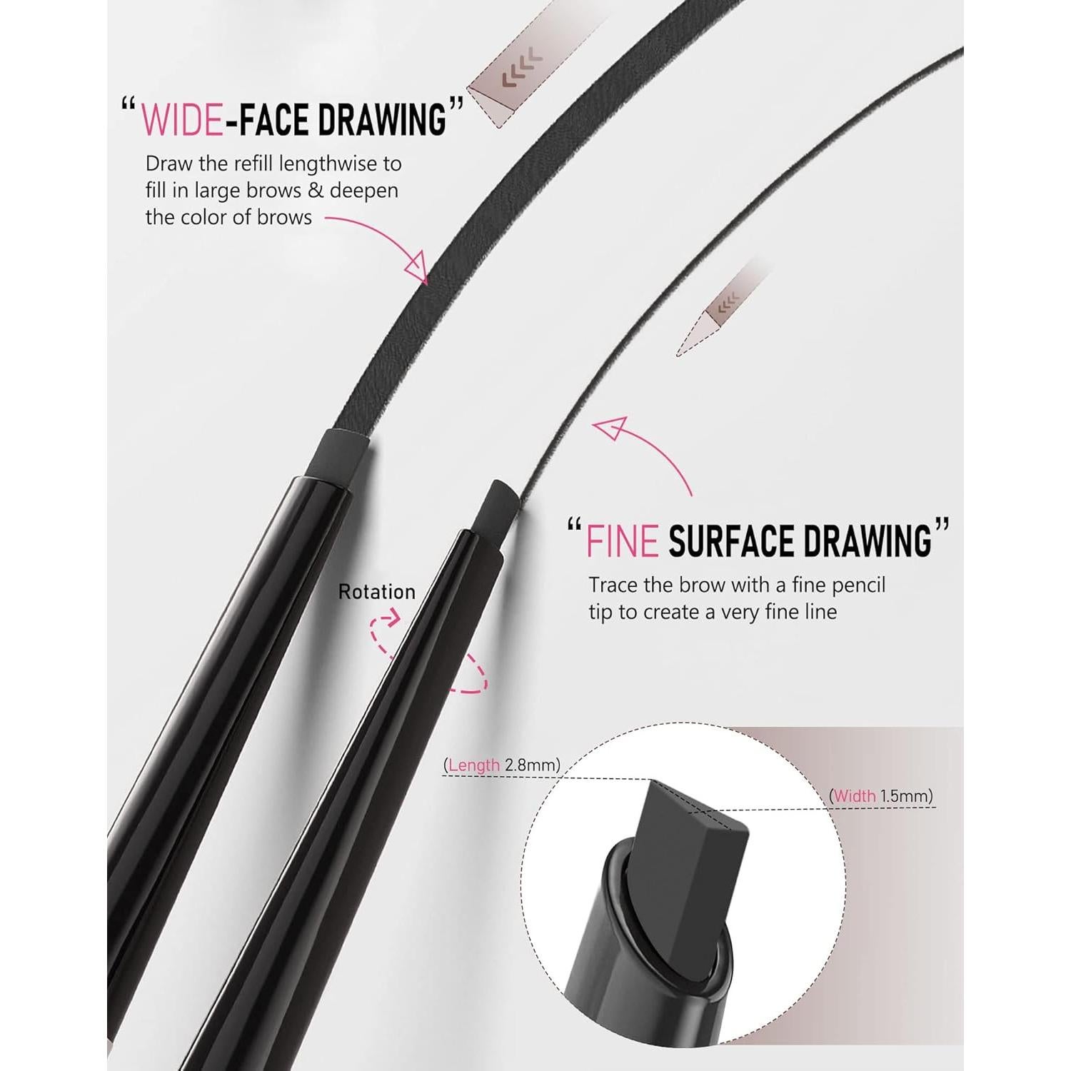 Lápiz de Cejas Impermeable Yfulfill Negro 0.5mm Doble Extremo