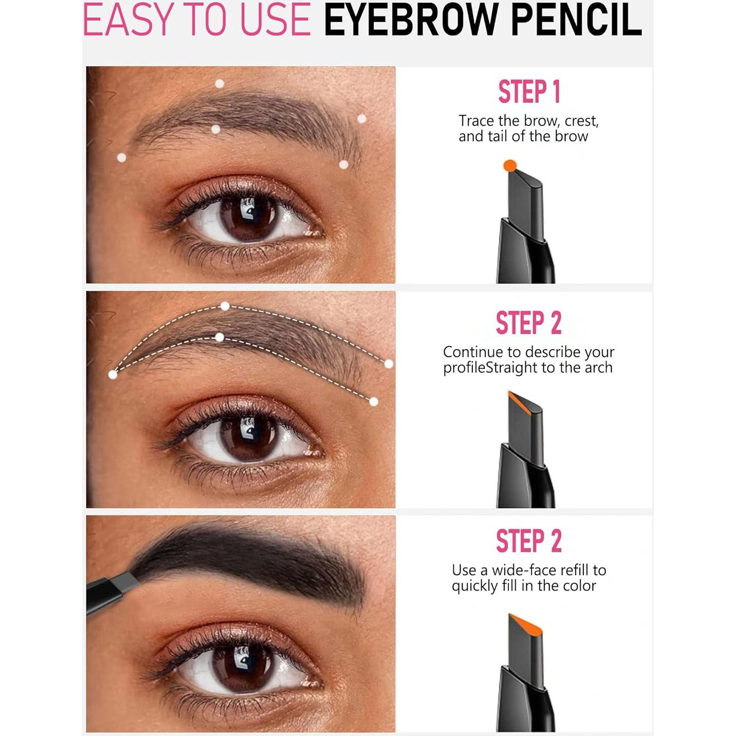 Lápiz de Cejas Impermeable Yfulfill Negro 0.5mm Doble Extremo