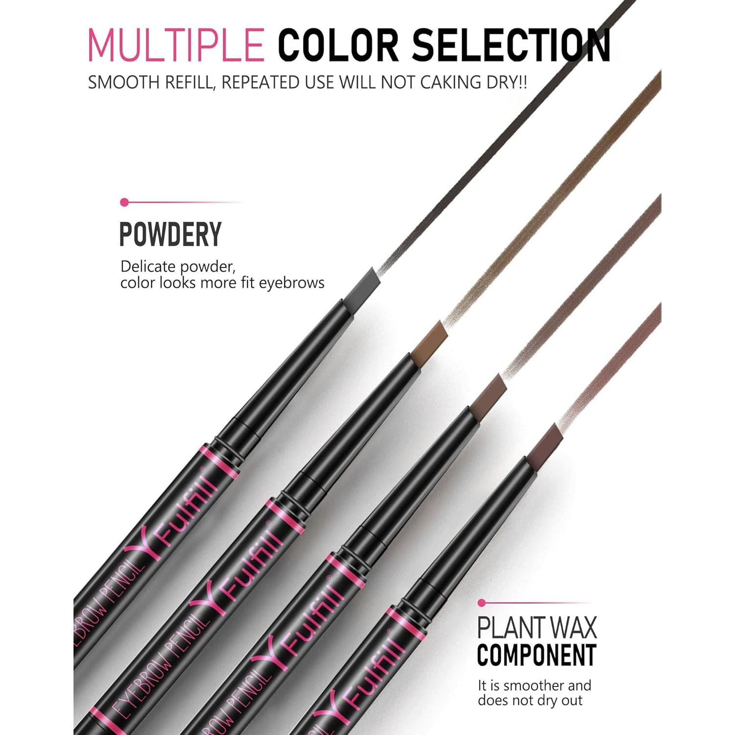 Lápiz de Cejas Impermeable Yfulfill Negro 0.5mm Doble Extremo