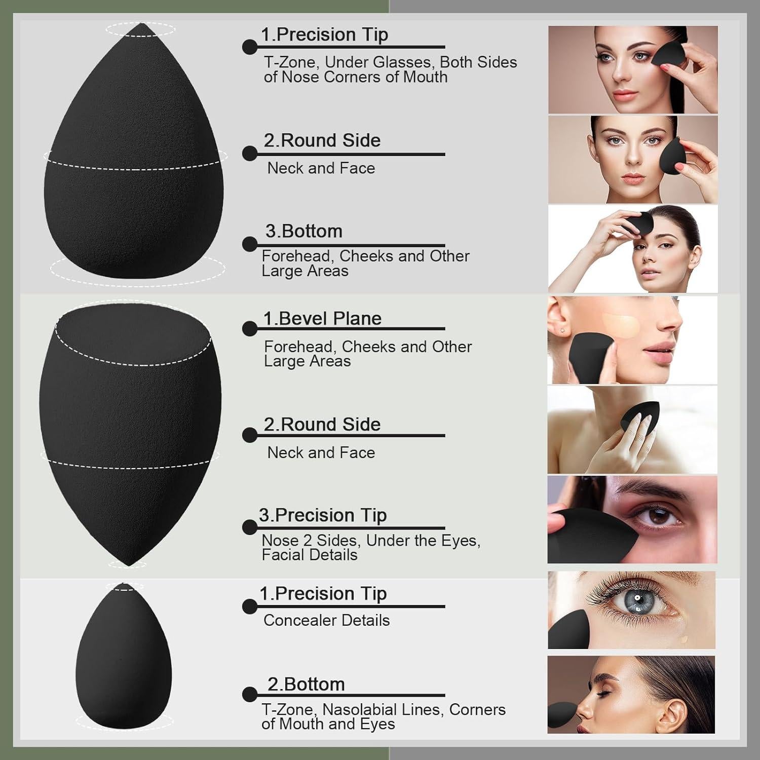 Juego de 17 Esponjas de Maquillaje Auroray - Negro