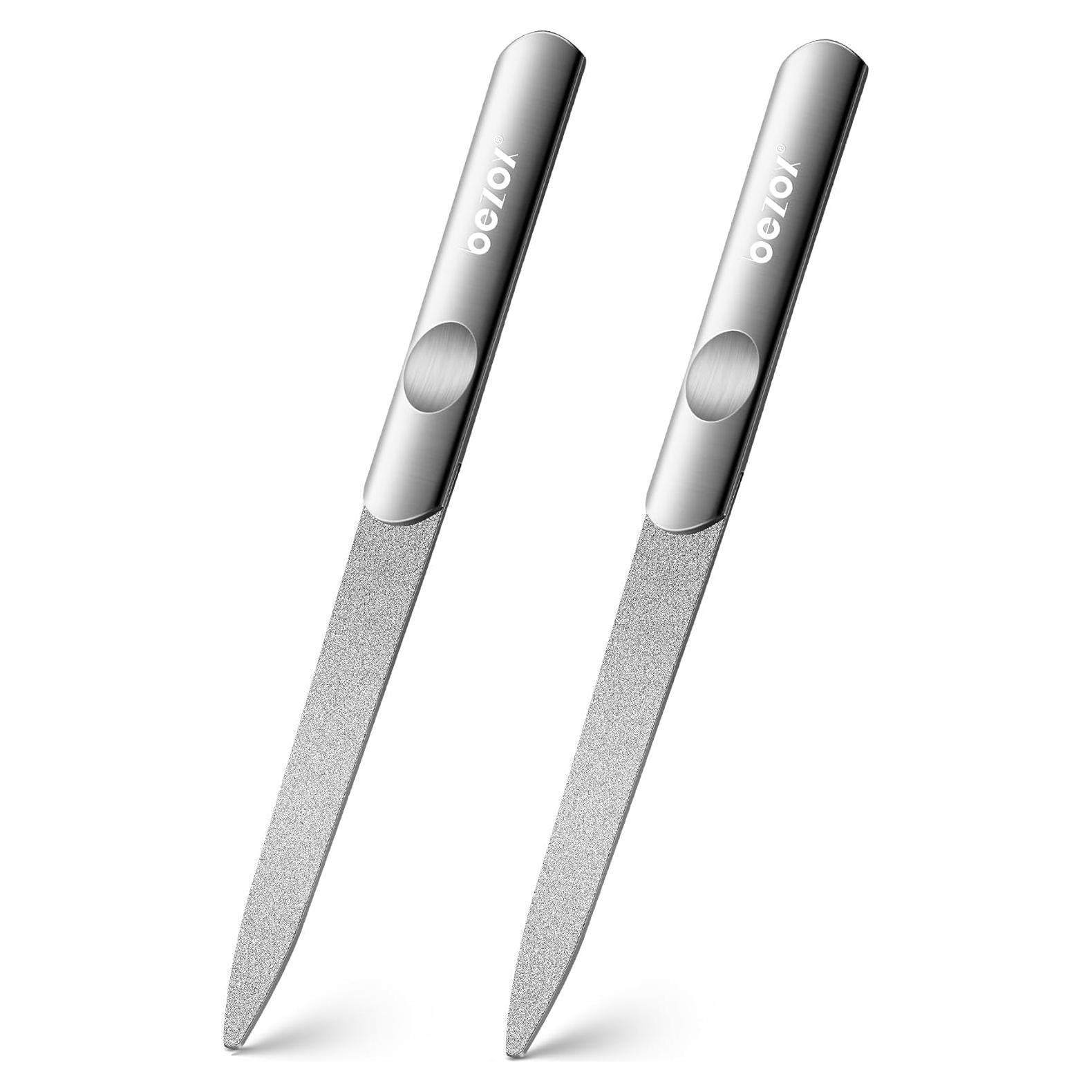 Set de Limas de Uñas BEZOX de Metal - 2 Piezas, Acero Inoxidable