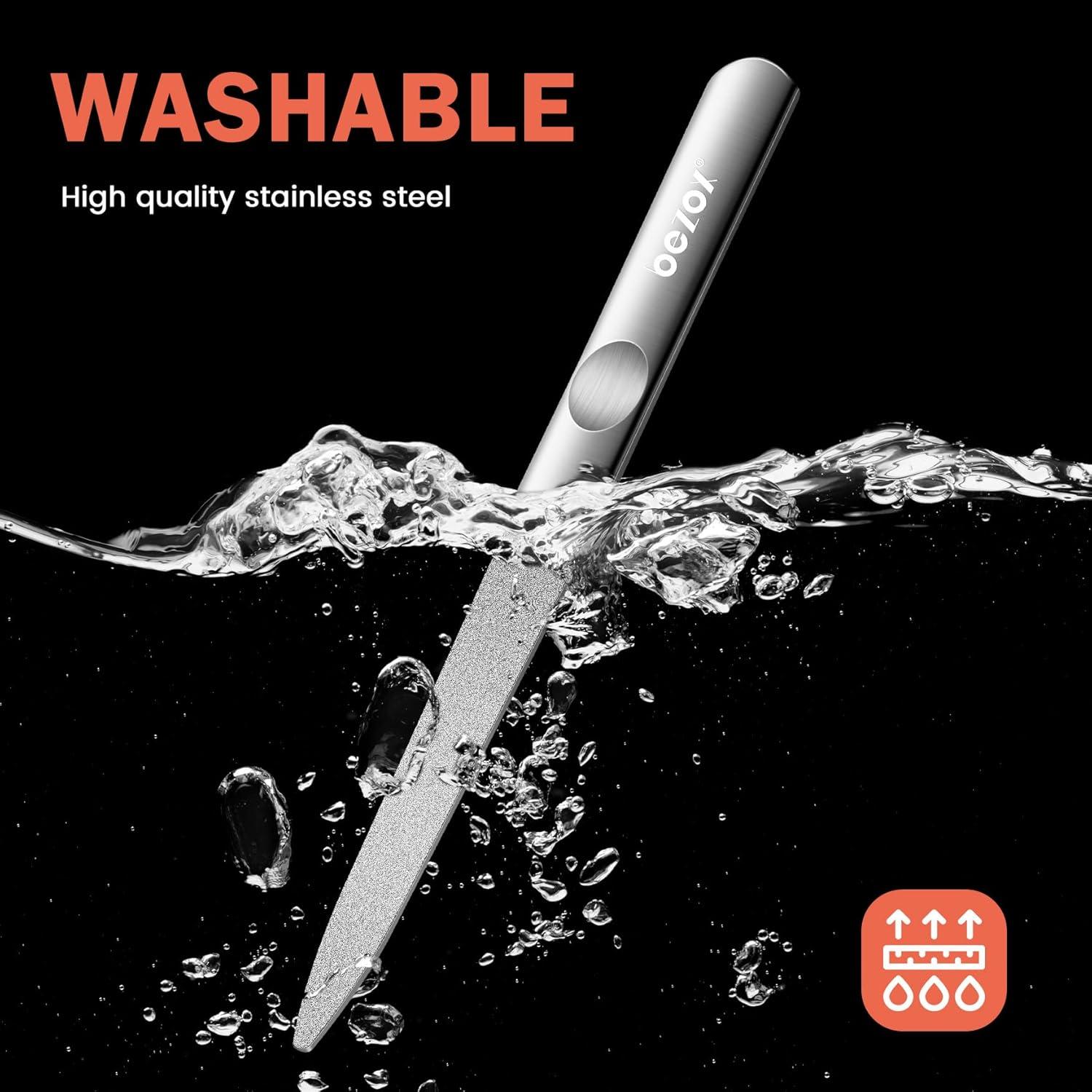 Set de Limas de Uñas BEZOX de Metal - 2 Piezas, Acero Inoxidable