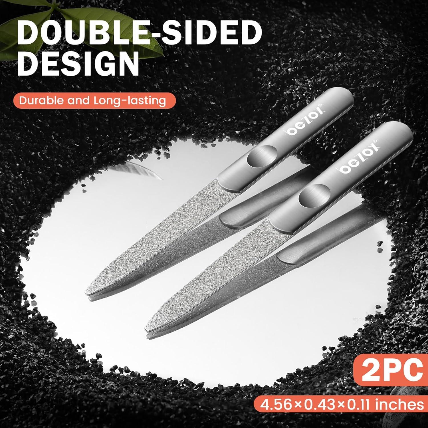 Set de Limas de Uñas BEZOX de Metal - 2 Piezas, Acero Inoxidable