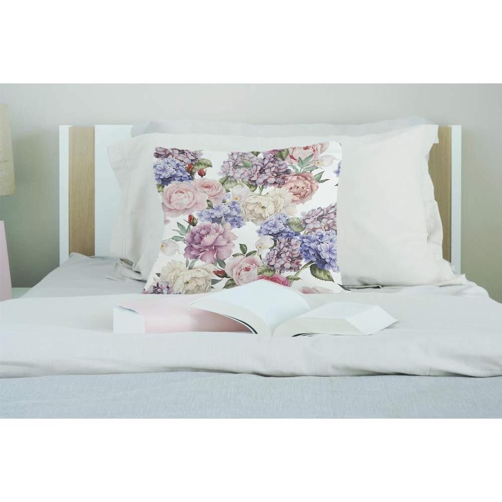 Funda de Cojín Cuadrada Floral EKOBLA 45x45cm Algodón Lino