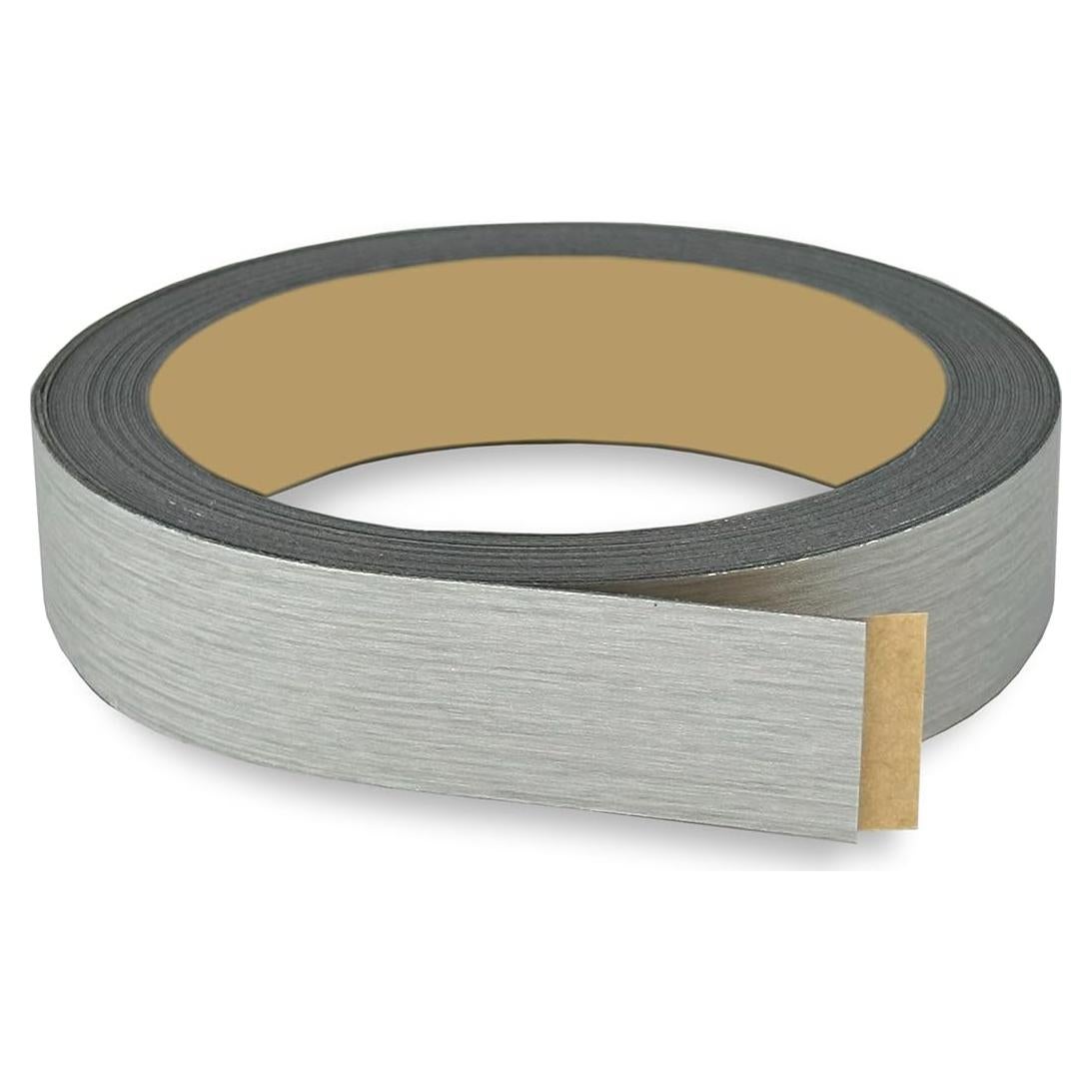 Banda de Biselado Autoadhesiva PVC Plateado Cepillado 3.81 cm x 7.62 m
