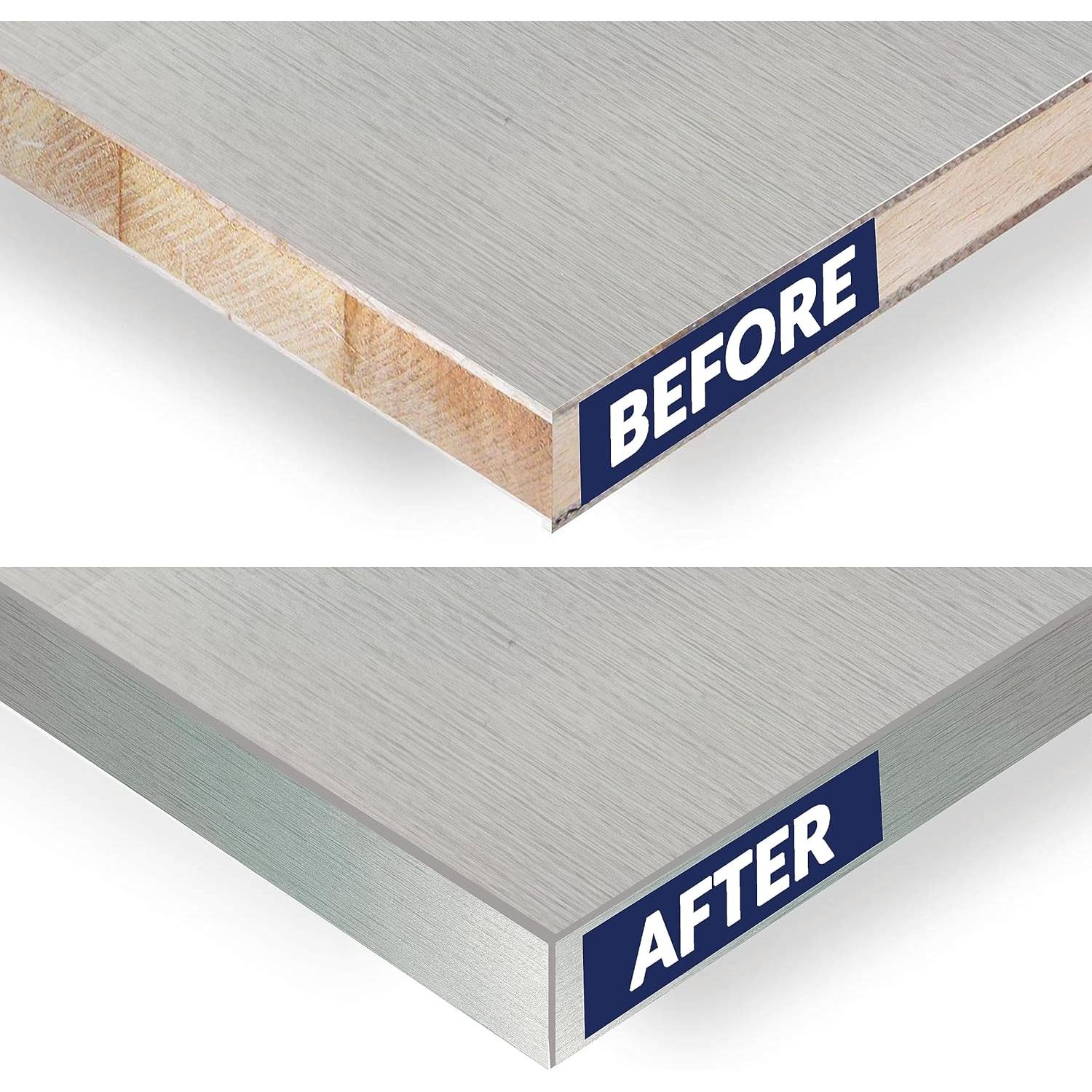 Banda de Biselado Autoadhesiva PVC Plateado Cepillado 3.81 cm x 7.62 m