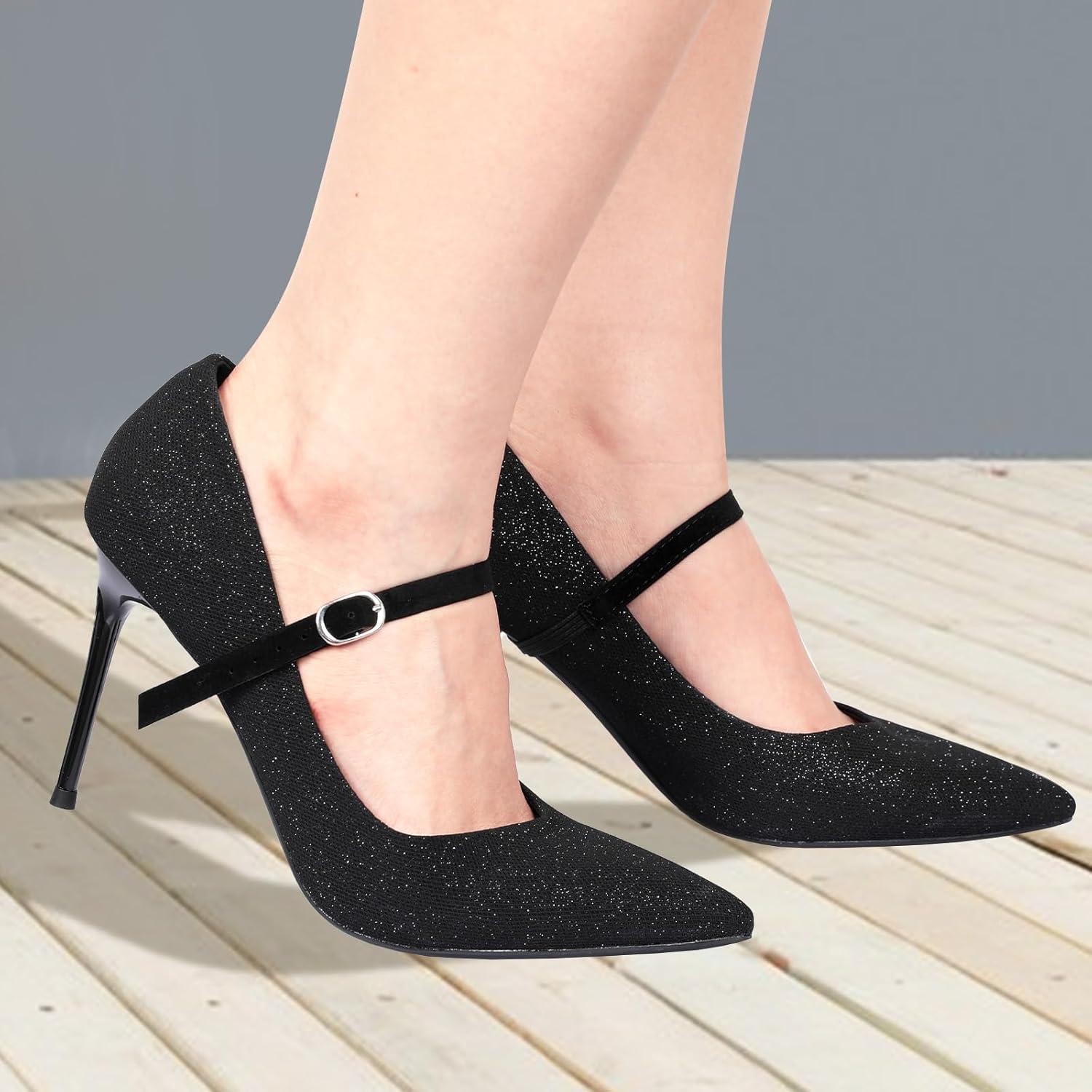 Cintas de Zapatos Desmontables PU Negro para Tacones Altos