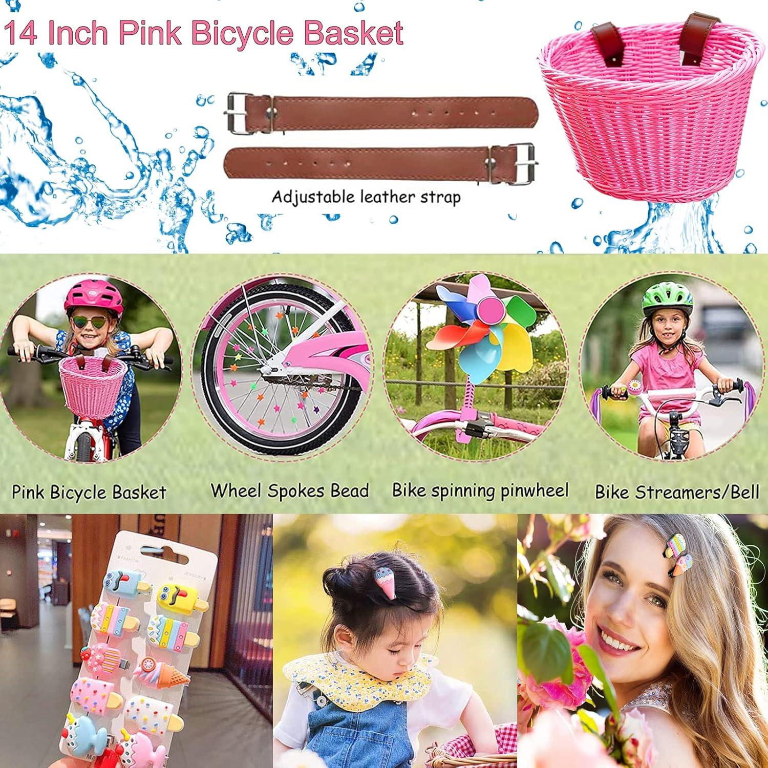 Conjunto de Cesta de Bicicleta FANOVO Rosa con Accesorios