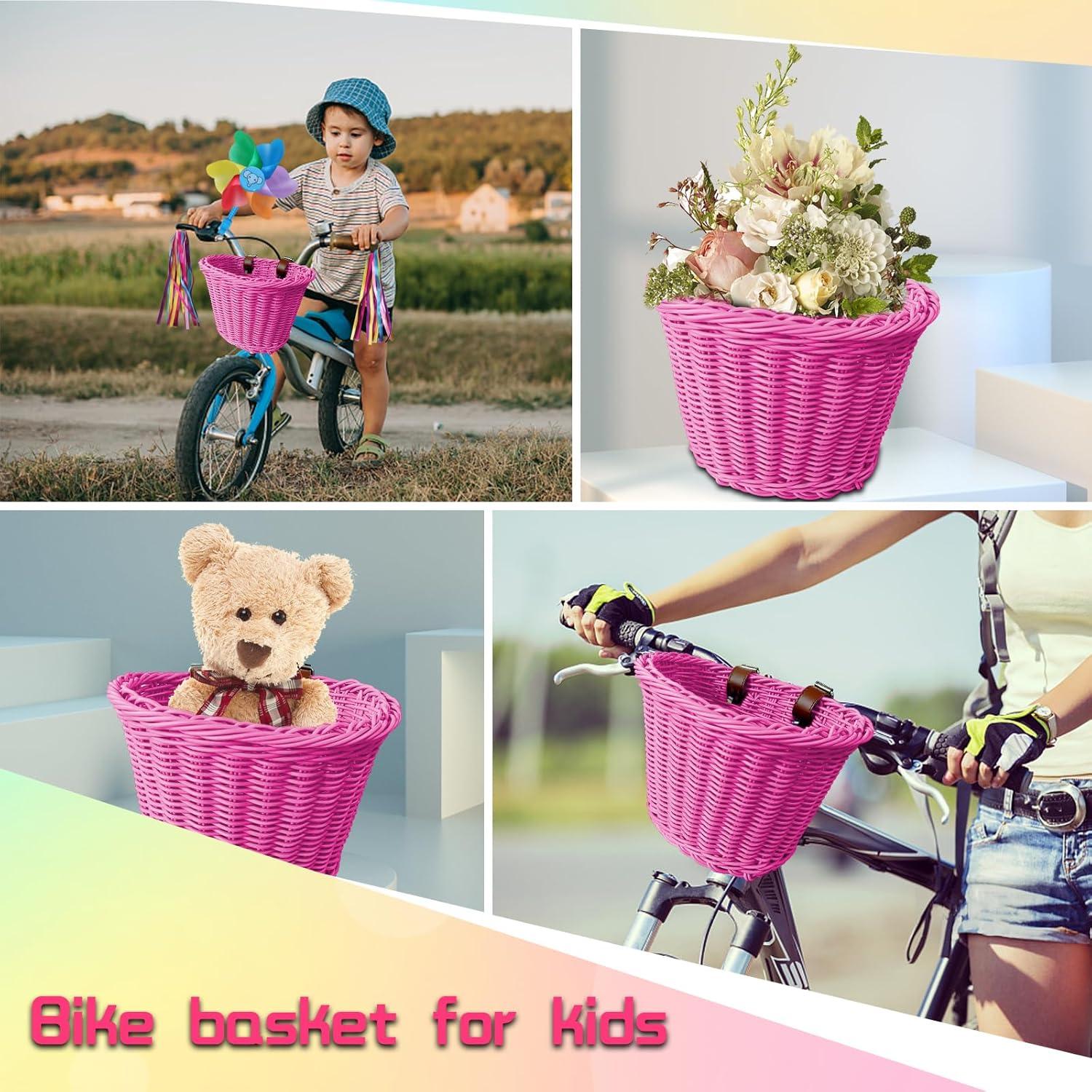 Conjunto de Cesta de Bicicleta FANOVO Rosa con Accesorios