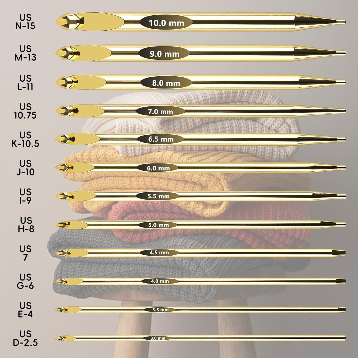 Juego de Ganchillos Tunecinos Froggod 27 Piezas 3mm-10mm