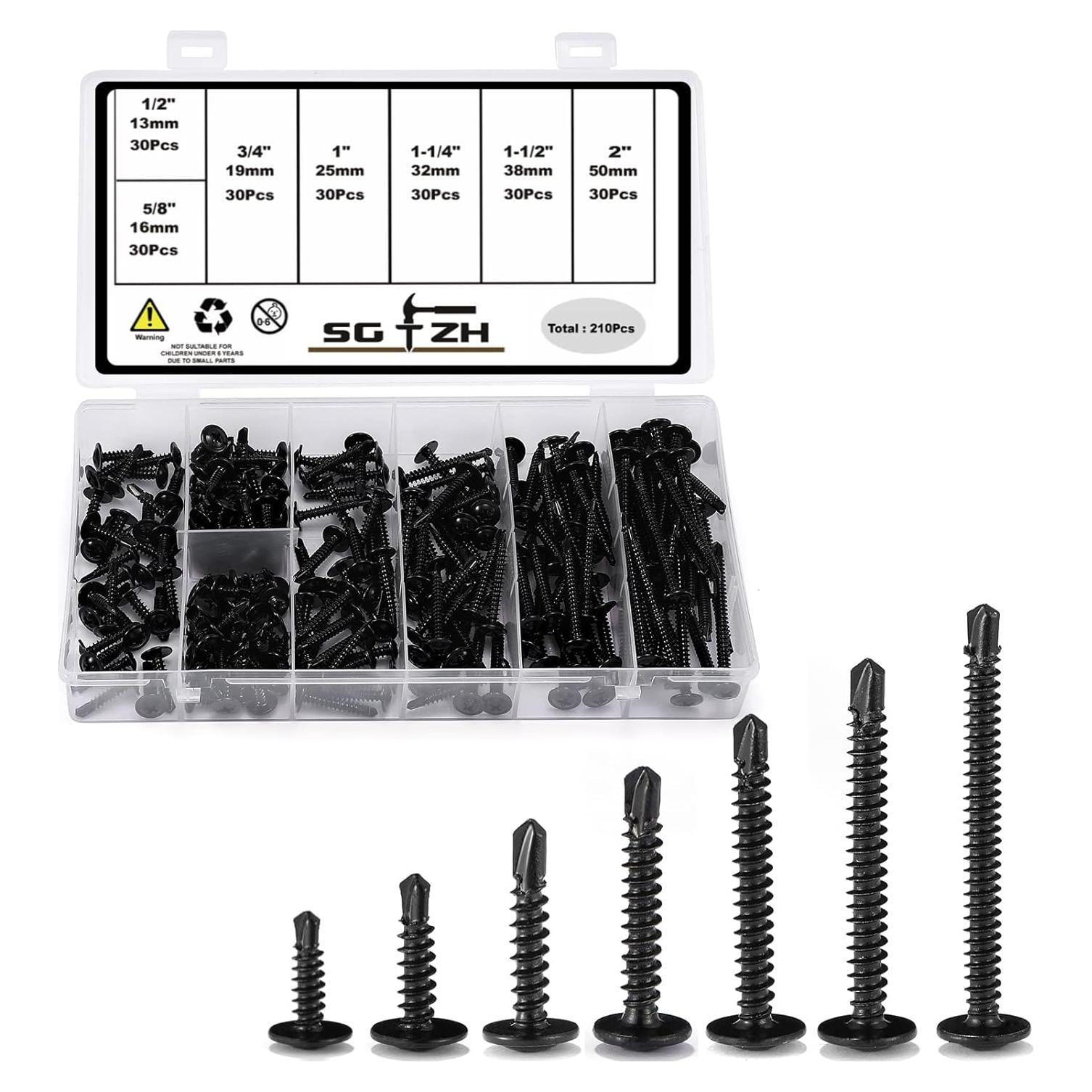 Juego de Tornillos Autoperforantes SG TZH #8 210 Pcs Acero Inoxidable