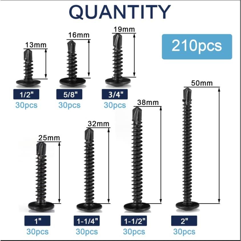 Juego de Tornillos Autoperforantes SG TZH #8 210 Pcs Acero Inoxidable